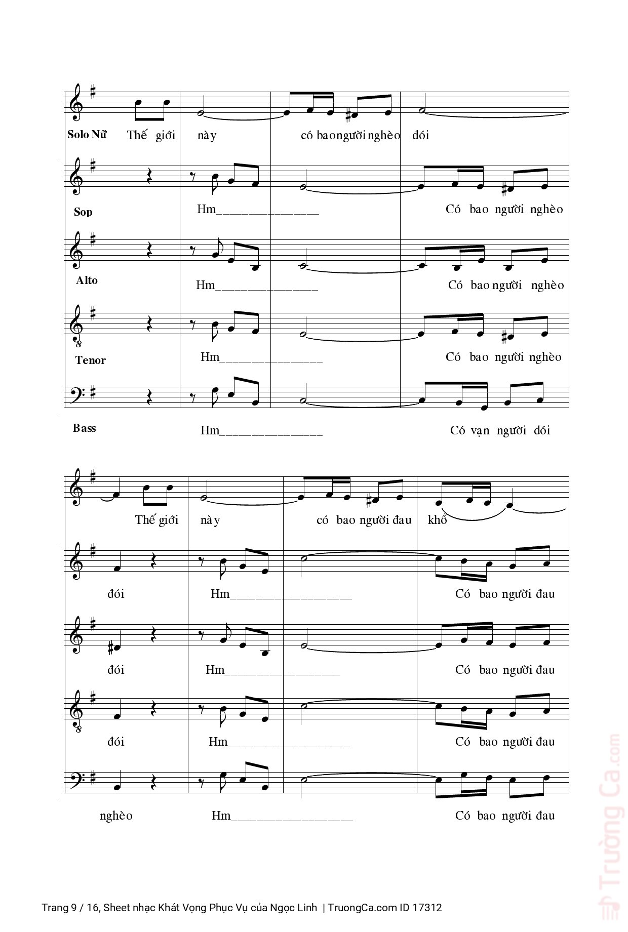 Page 9 of Sheet music PDF Khát Vọng Phục Vụ - Ngọc Linh