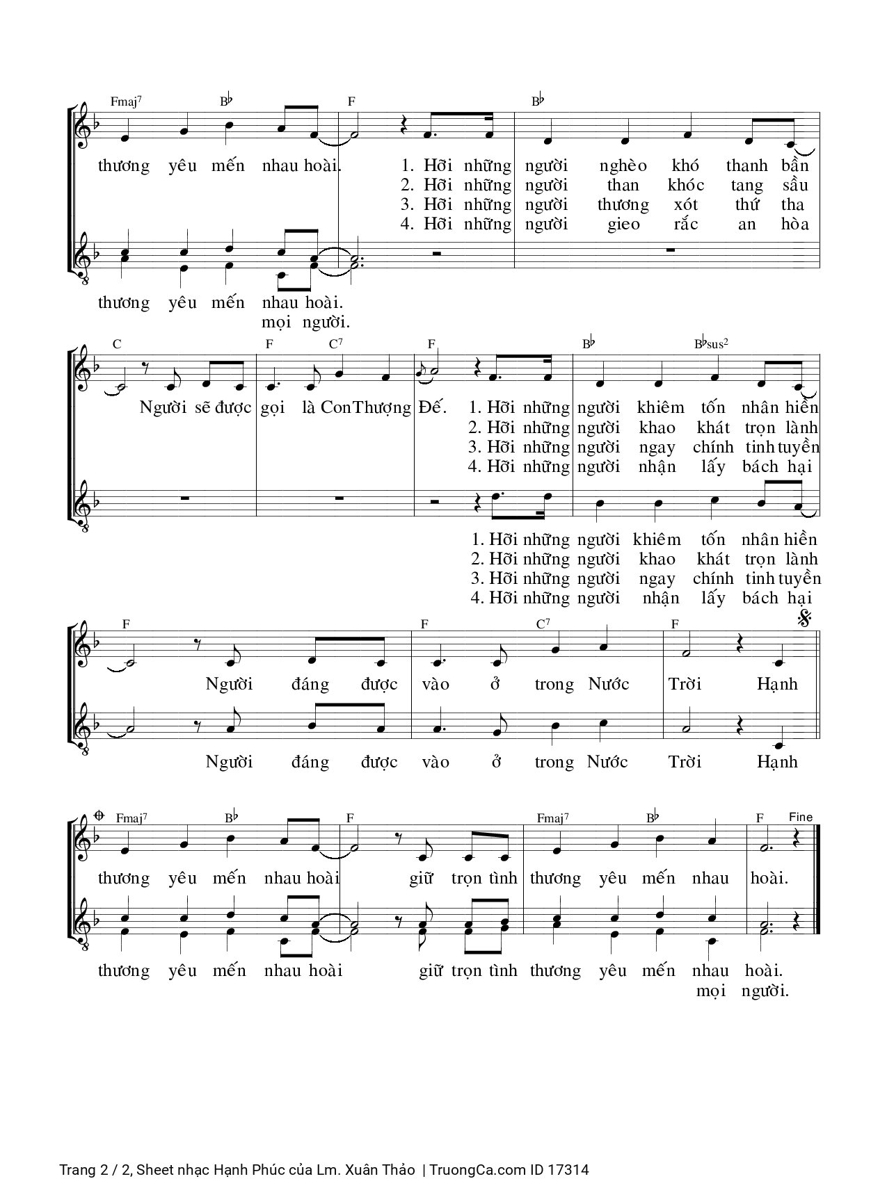 Page 2 of Sheet music PDF Hạnh Phúc - Lm. Xuân Thảo