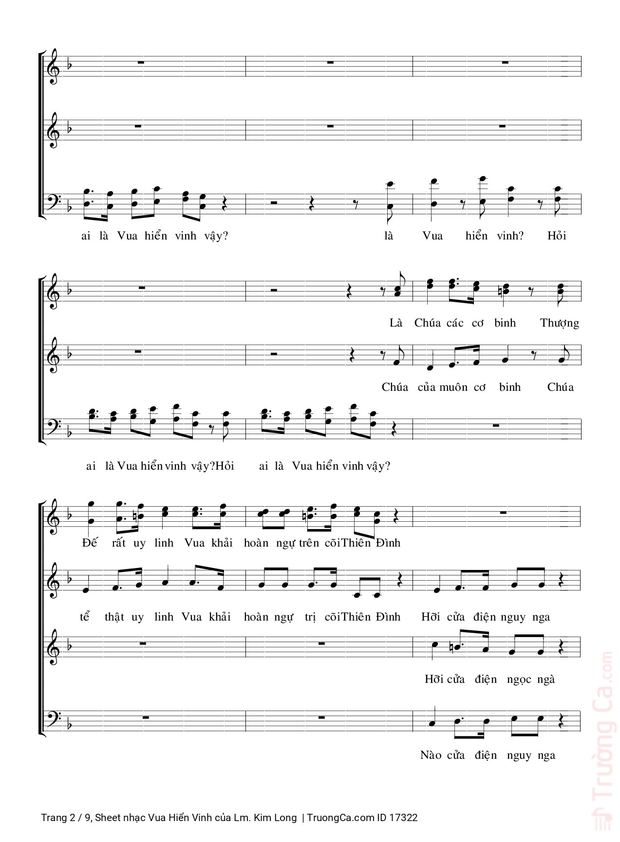 Page 2 of Sheet music PDF Vua Hiển Vinh - Lm. Kim Long