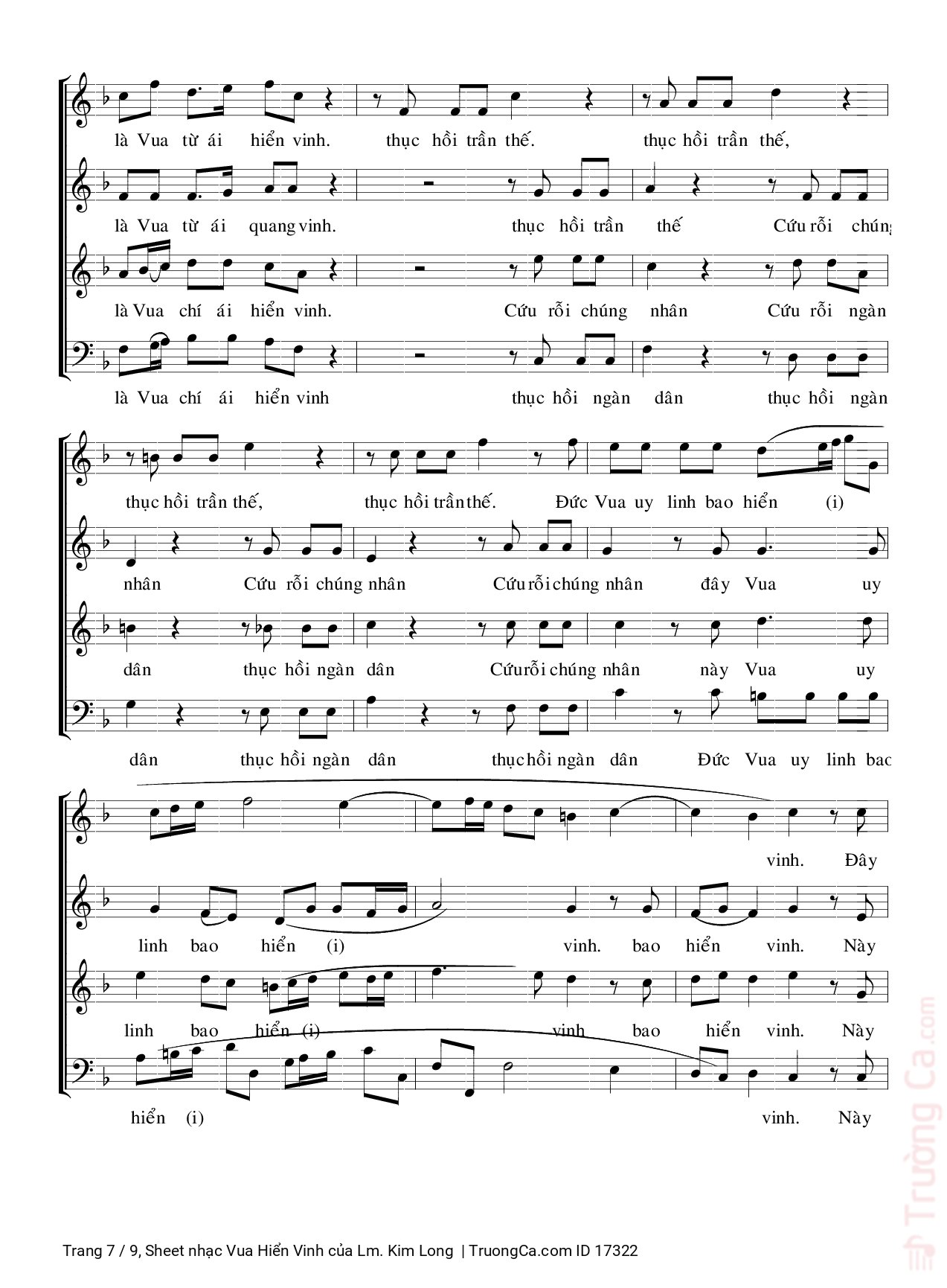 Page 7 of Sheet music PDF Vua Hiển Vinh - Lm. Kim Long
