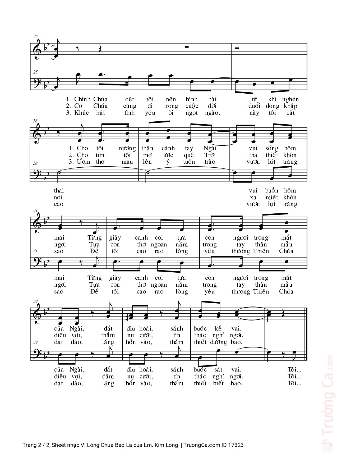 Page 2 of Sheet music PDF Vì Lòng Chúa Bao La - Lm. Kim Long