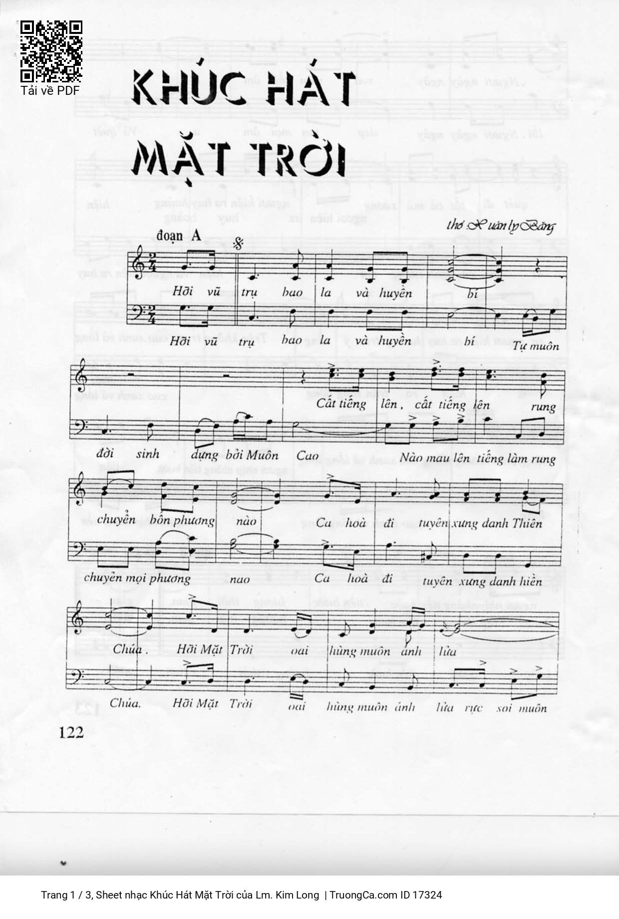 Sheet PDF of Khúc Hát Mặt Trời