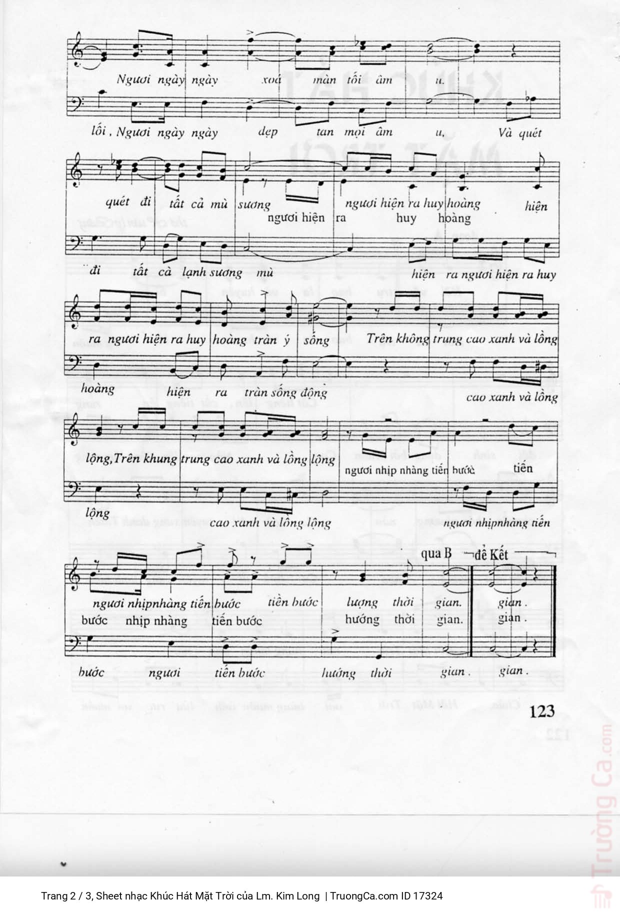 Page 2 of Sheet music PDF Khúc Hát Mặt Trời - Lm. Kim Long