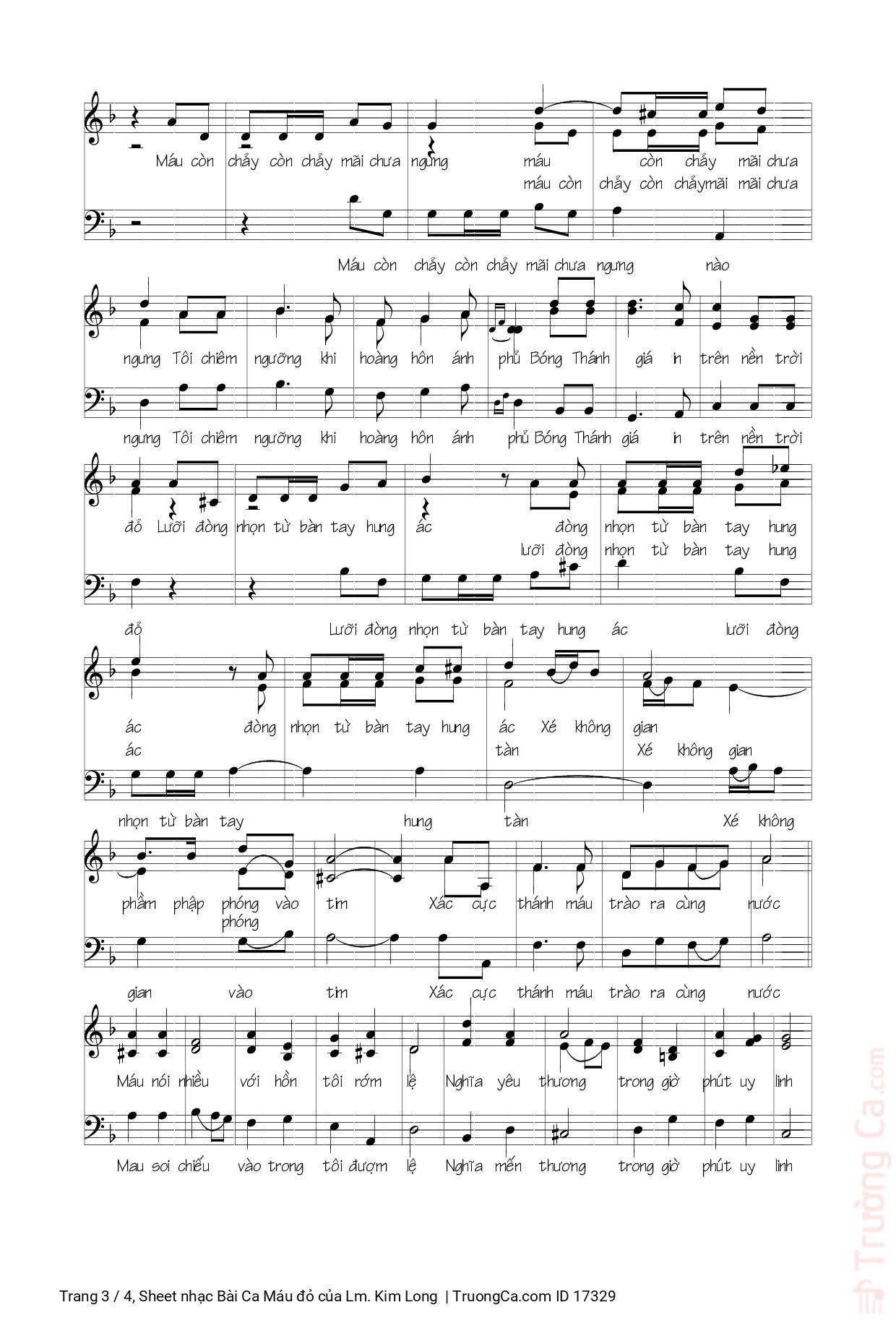 Page 3 of Sheet music PDF Bài Ca Máu đỏ - Lm. Kim Long