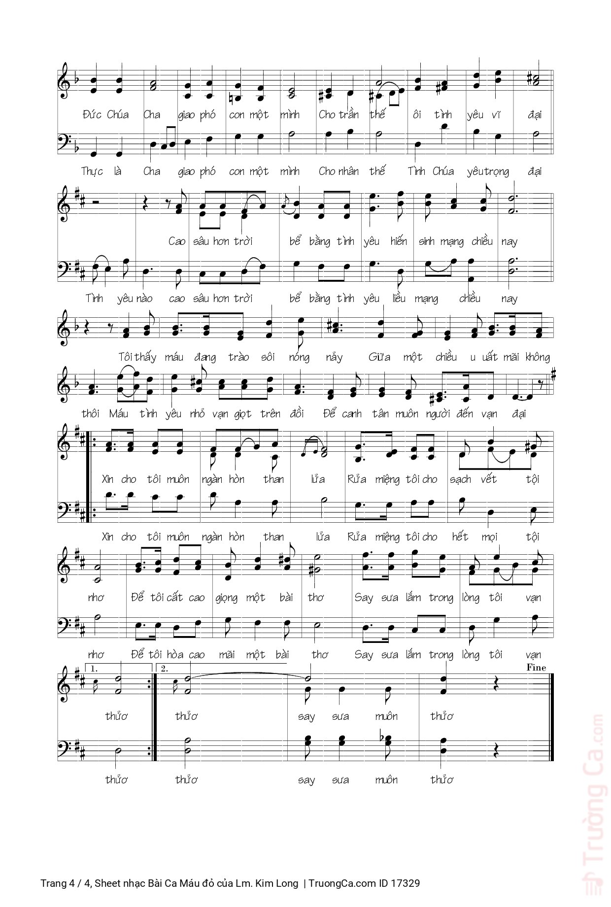 Page 4 of Sheet music PDF Bài Ca Máu đỏ - Lm. Kim Long