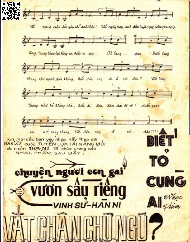 Page 3 of Sheet music PDF Đêm lang thang - Vinh Sử