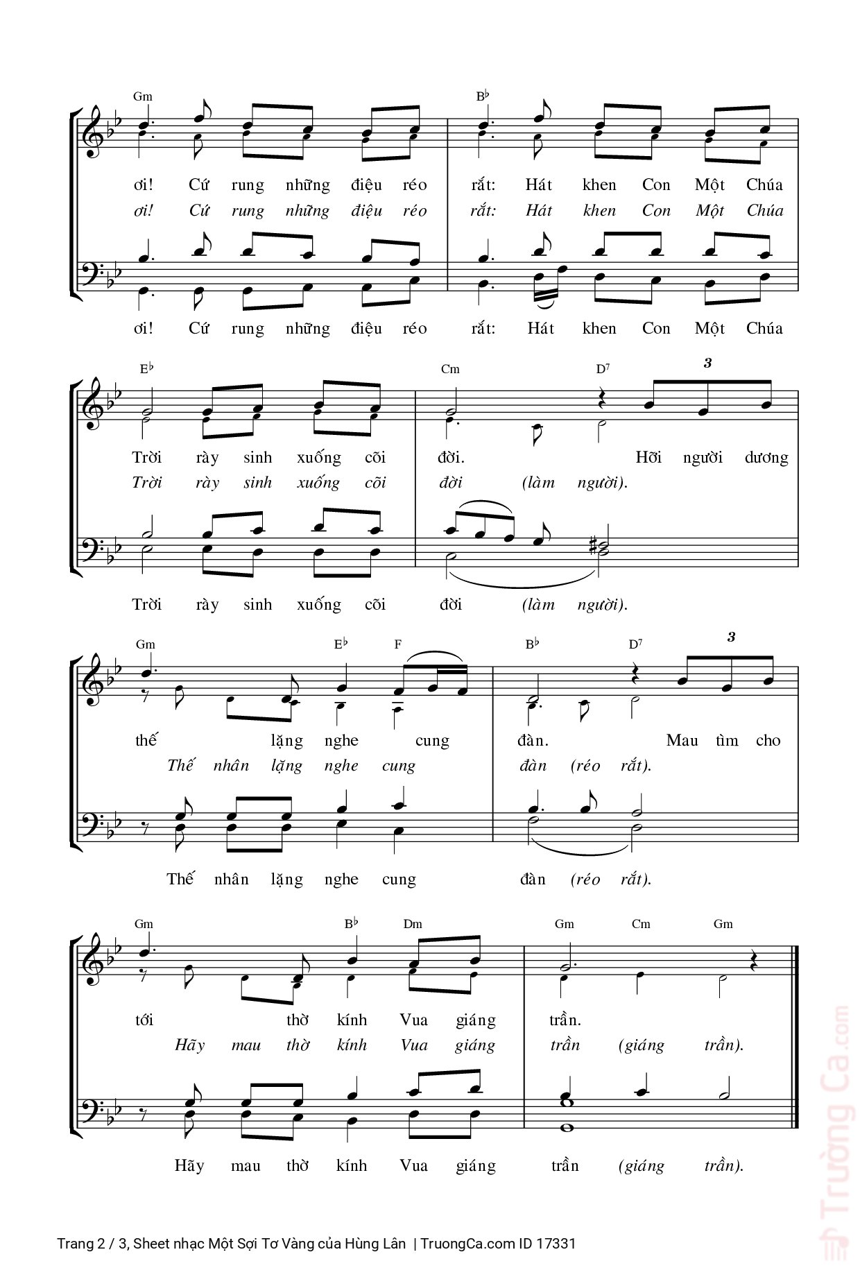 Page 2 of Sheet music PDF Một Sợi Tơ Vàng - Hùng Lân