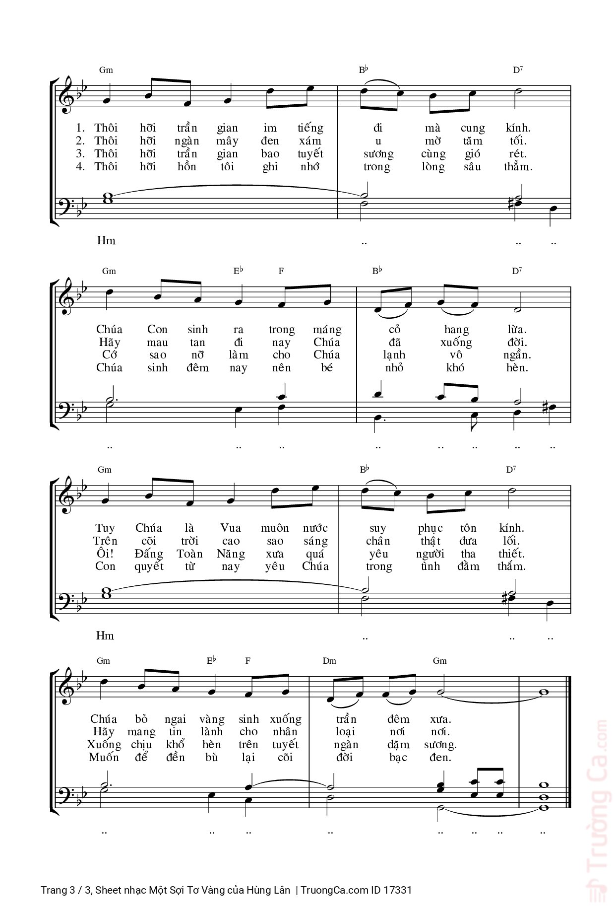 Page 3 of Sheet music PDF Một Sợi Tơ Vàng - Hùng Lân