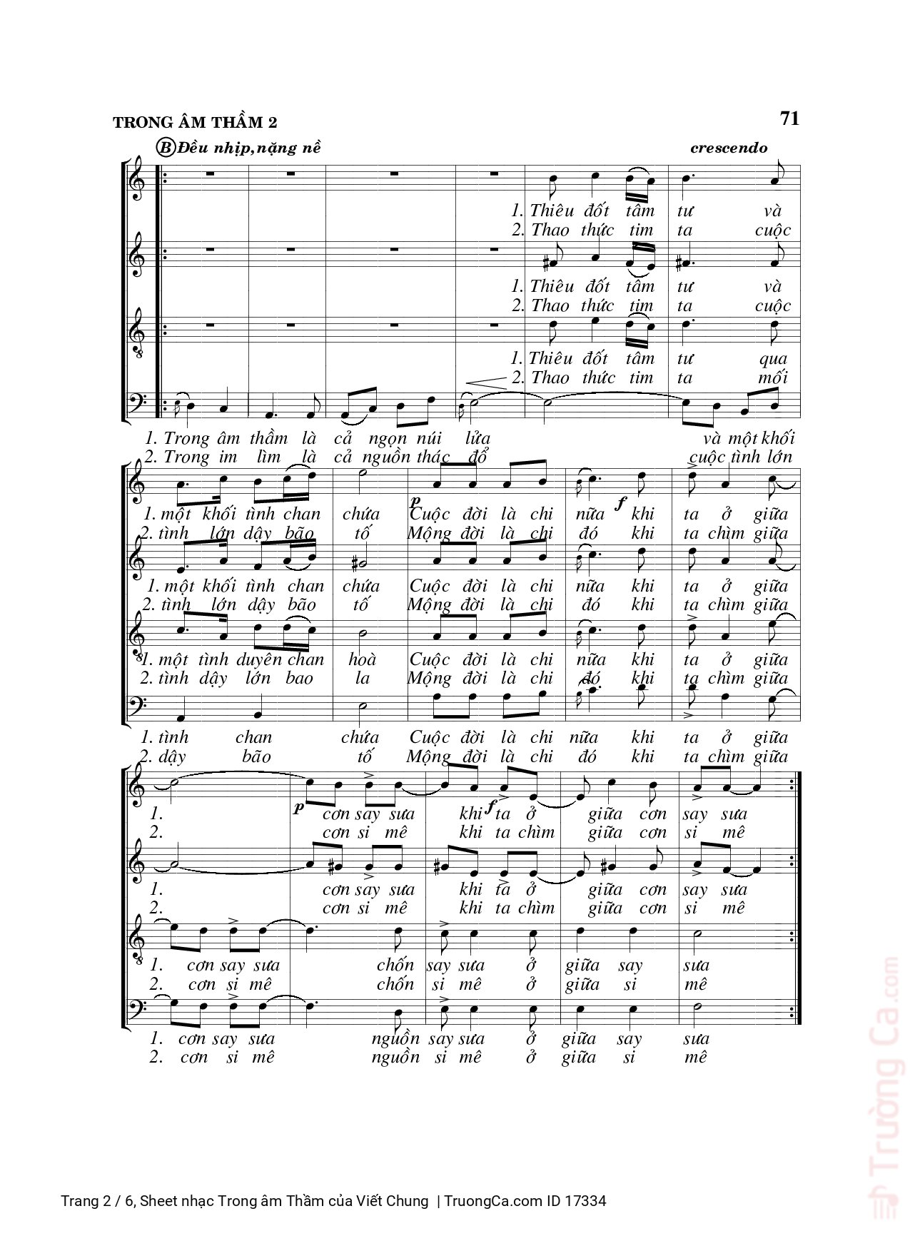 Page 2 of Sheet music PDF Trong âm Thầm - Viết Chung