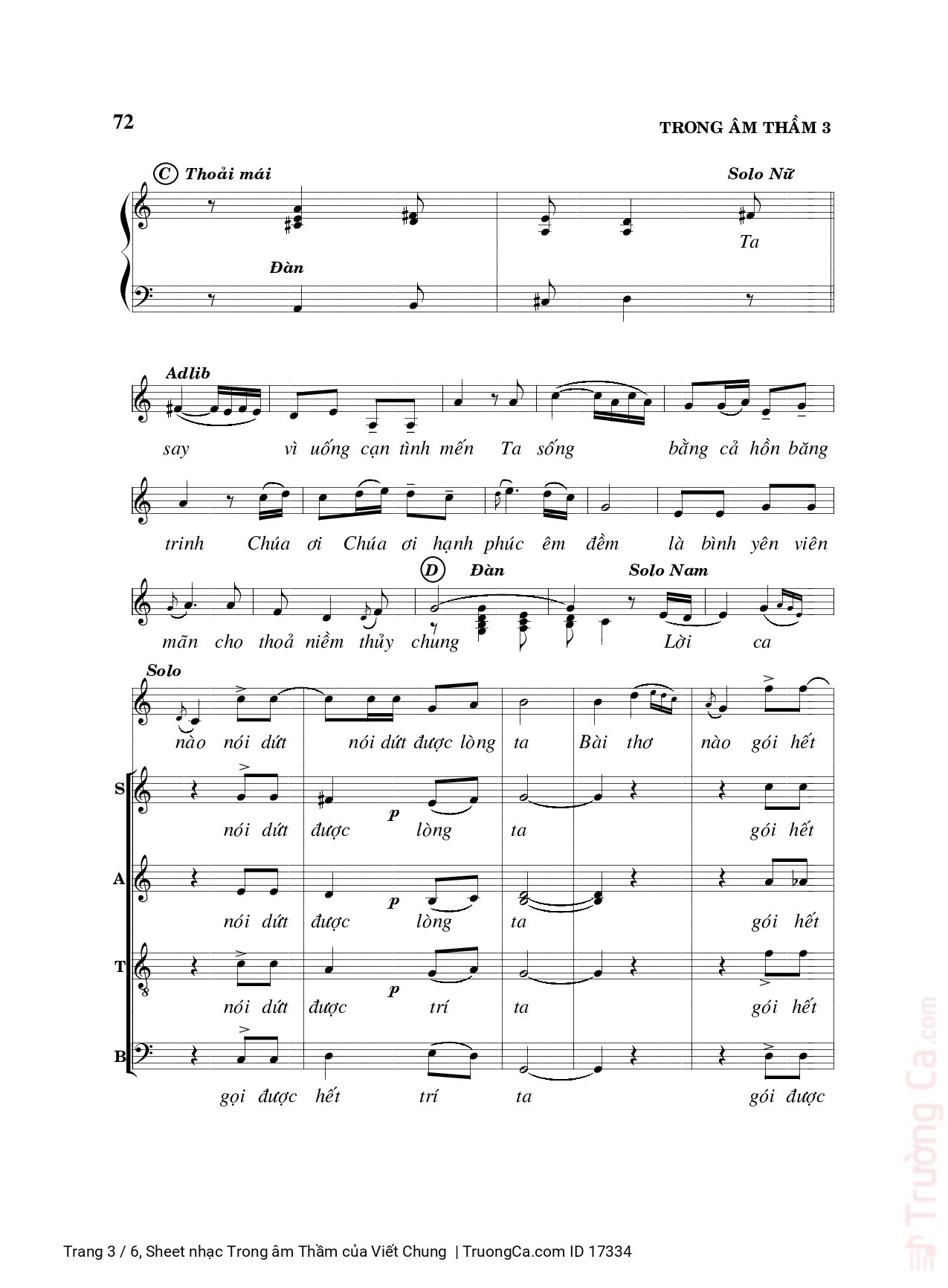 Page 3 of Sheet music PDF Trong âm Thầm - Viết Chung