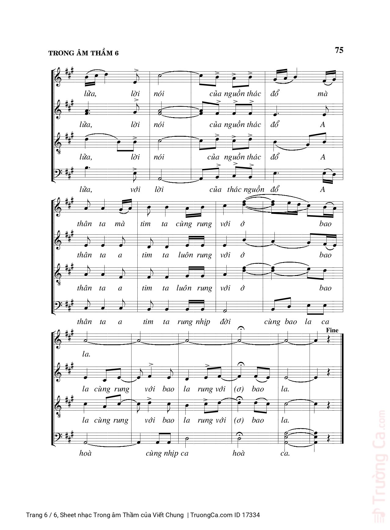Page 6 of Sheet music PDF Trong âm Thầm - Viết Chung