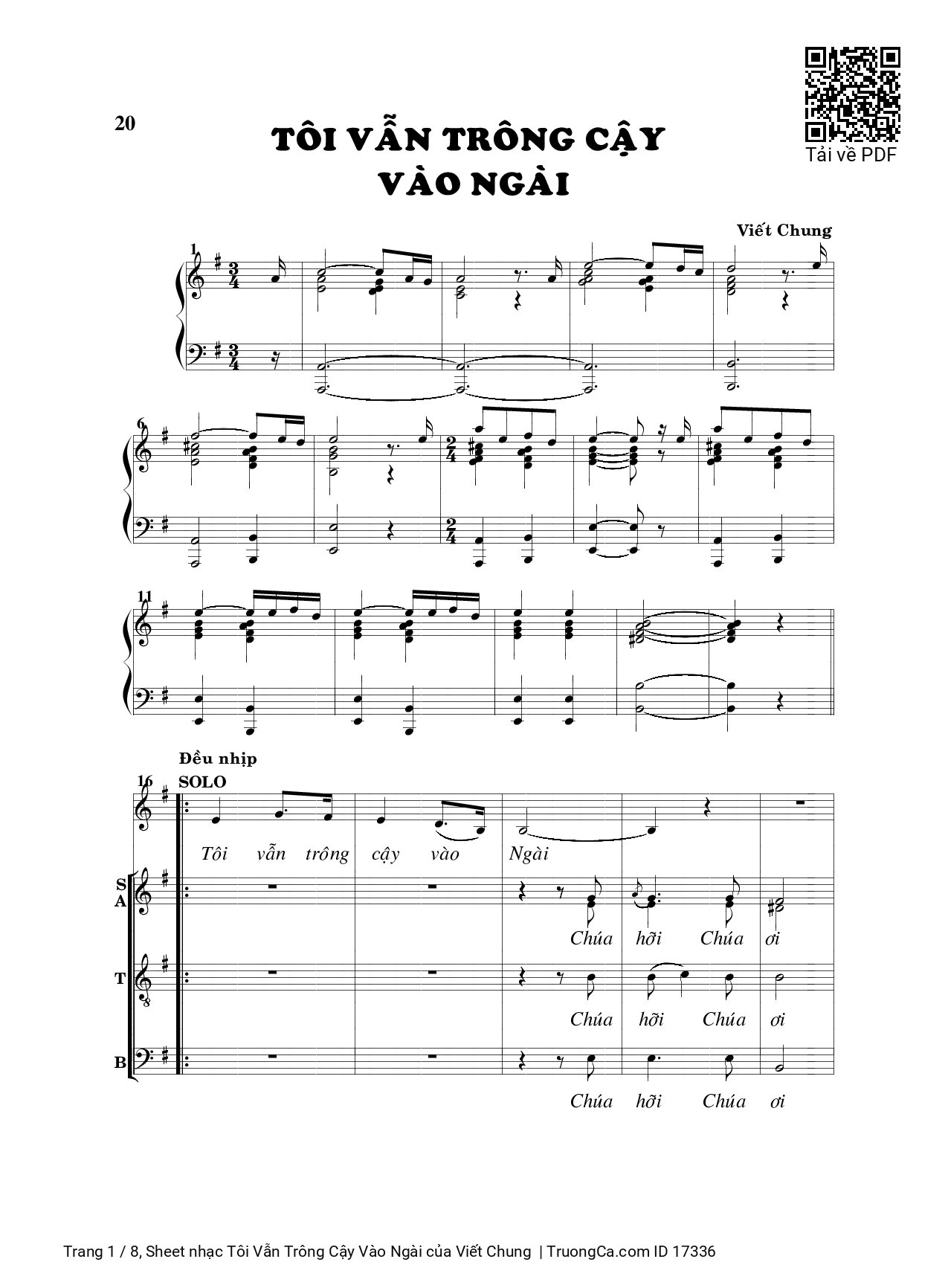 Sheet PDF of Tôi Vẫn Trông Cậy Vào Ngài