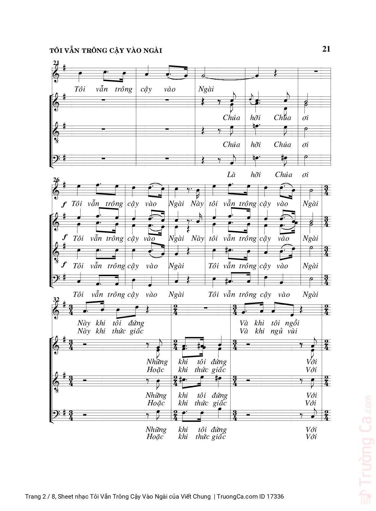 Page 2 of Sheet music PDF Tôi Vẫn Trông Cậy Vào Ngài - Viết Chung