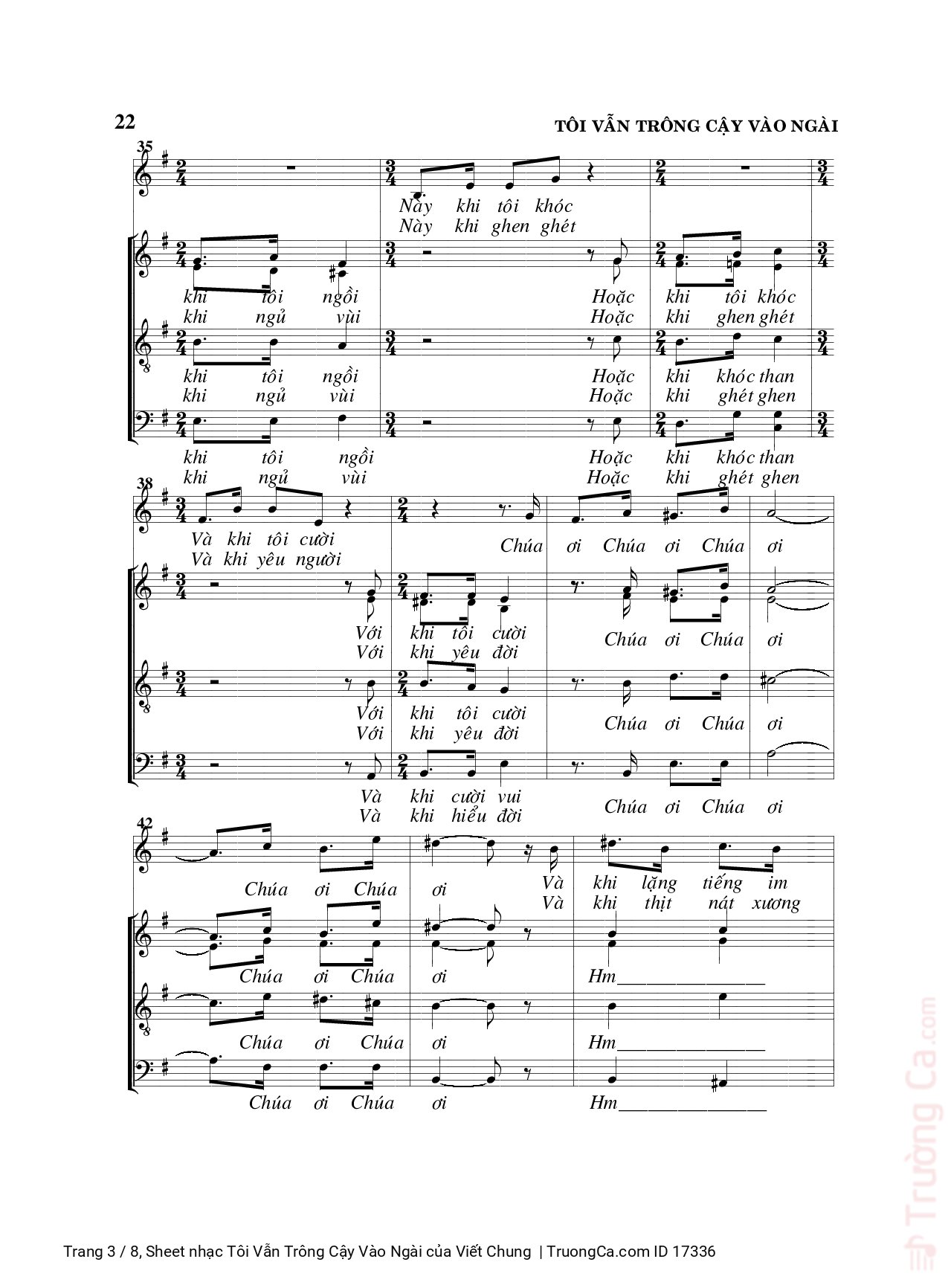 Page 3 of Sheet music PDF Tôi Vẫn Trông Cậy Vào Ngài - Viết Chung