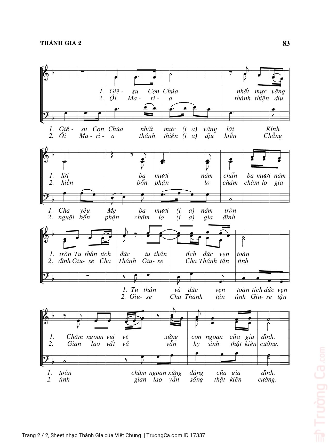 Page 2 of Sheet music PDF Thánh Gia - Viết Chung