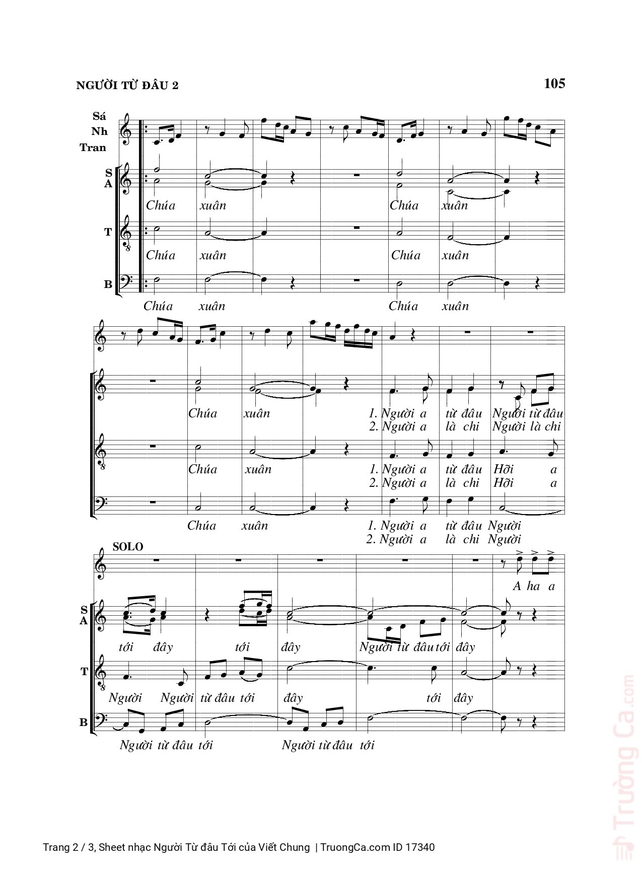 Page 2 of Sheet music PDF Người Từ đâu Tới - Viết Chung
