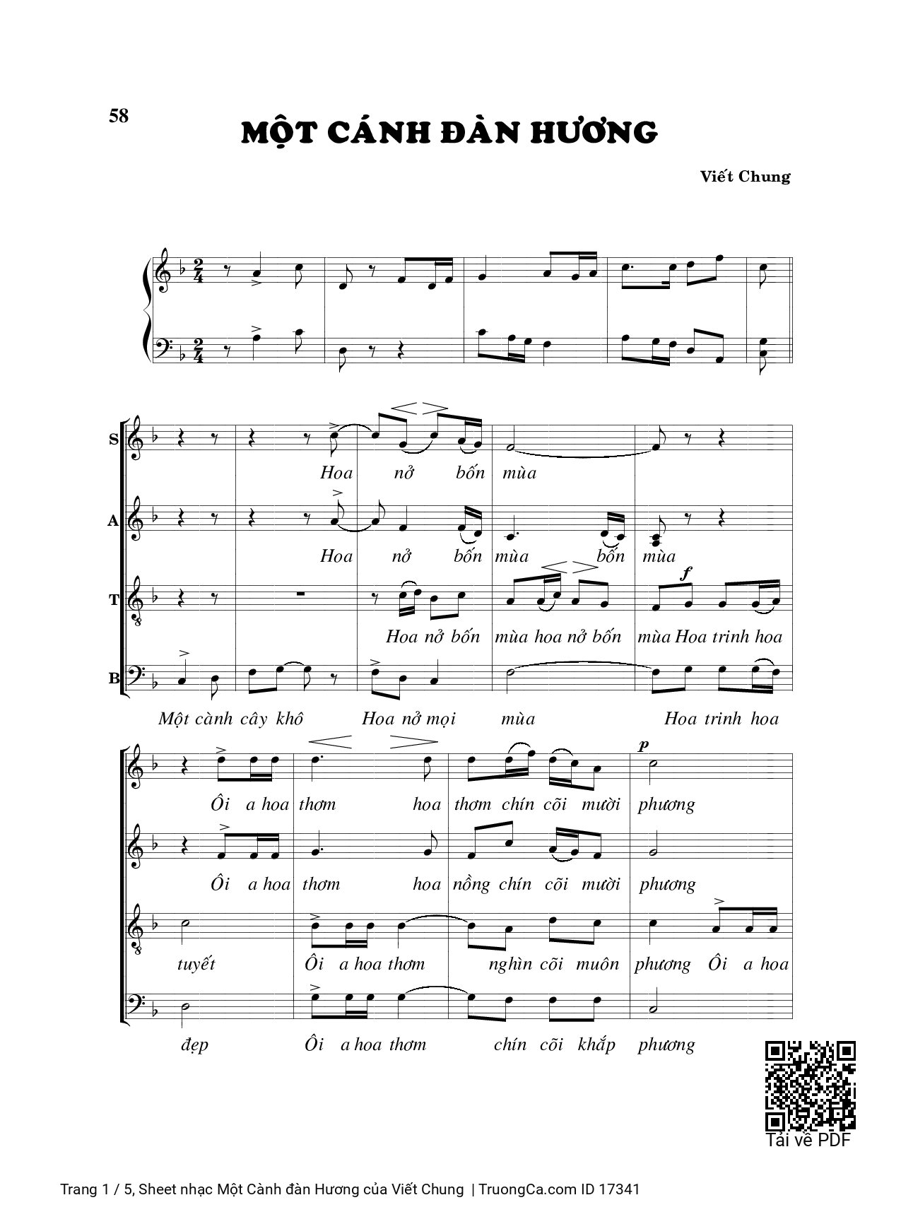 Sheet PDF of Một Cành đàn Hương
