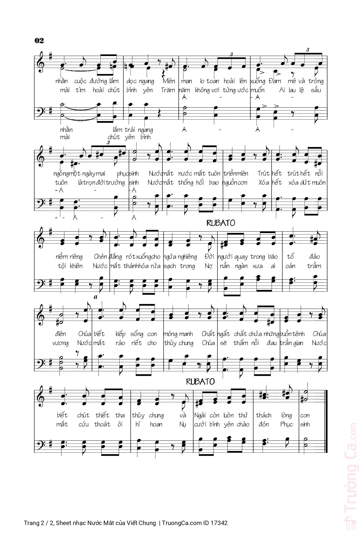 Page 2 of Sheet music PDF Nước Mắt - Viết Chung