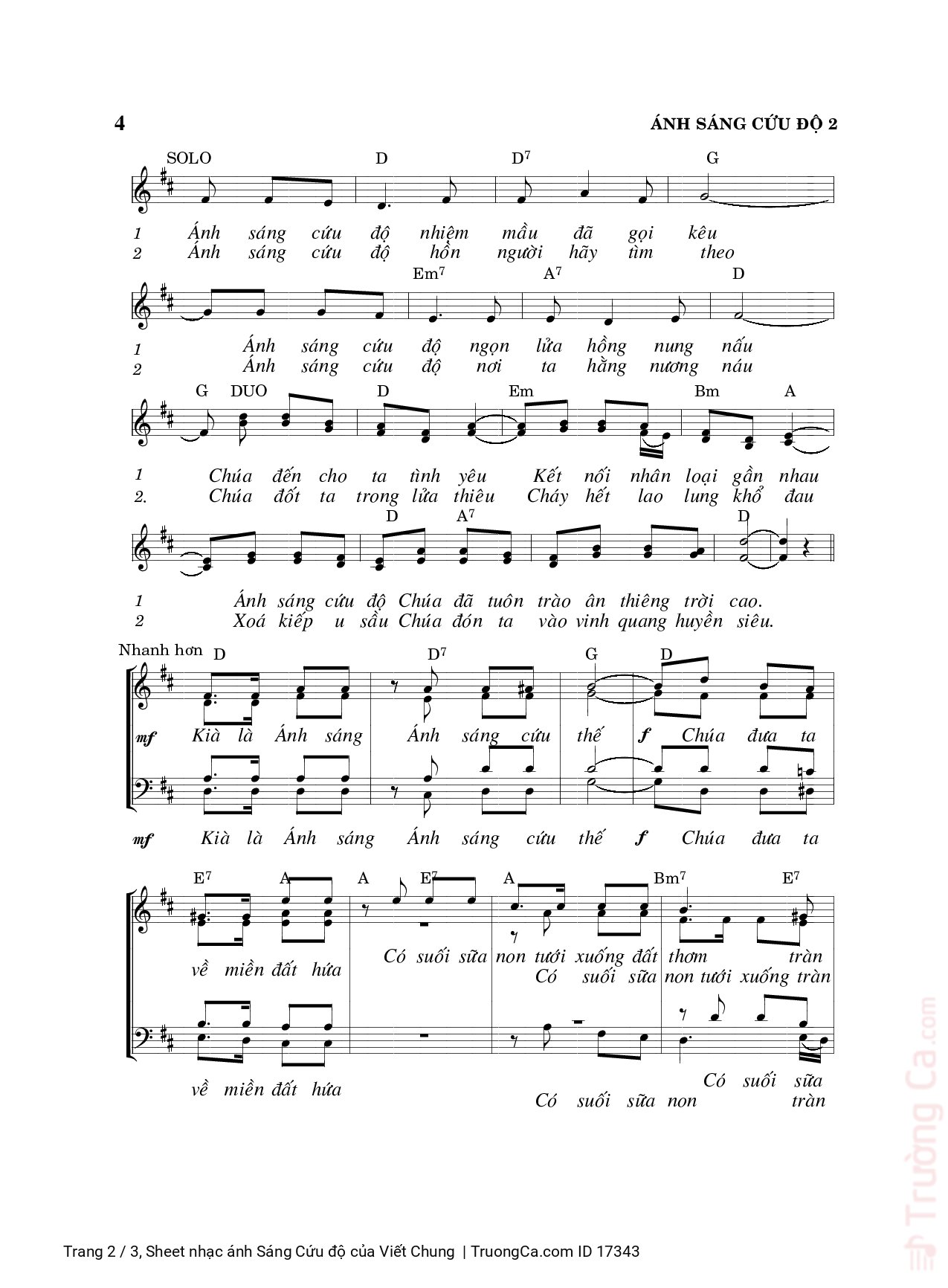 Page 2 of Sheet music PDF ánh Sáng Cứu độ - Viết Chung