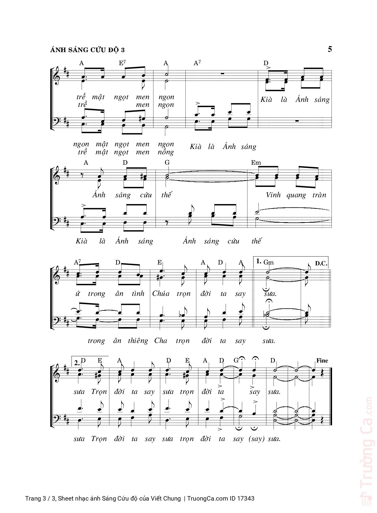 Page 3 of Sheet music PDF ánh Sáng Cứu độ - Viết Chung