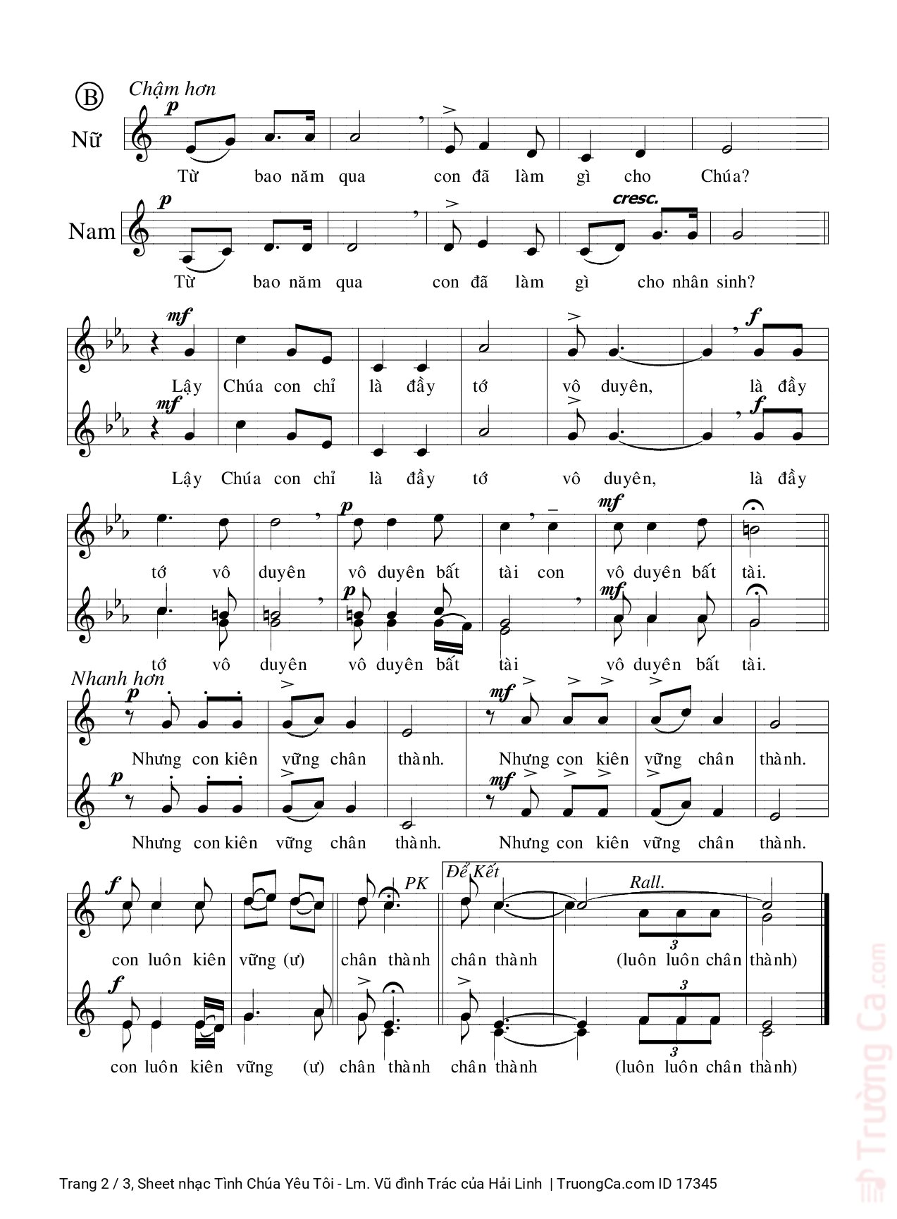 Page 2 of Sheet music PDF Tình Chúa Yêu Tôi - Lm. Vũ đình Trác - Hải Linh