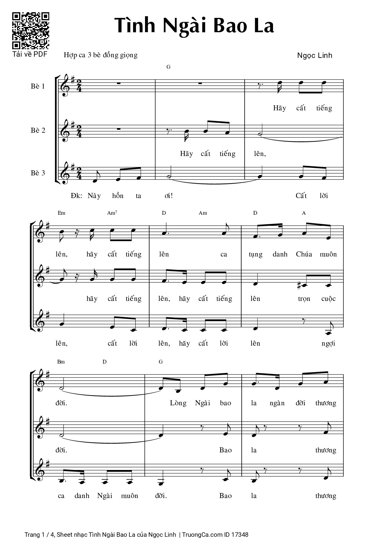 Sheet PDF of Tình Ngài Bao La