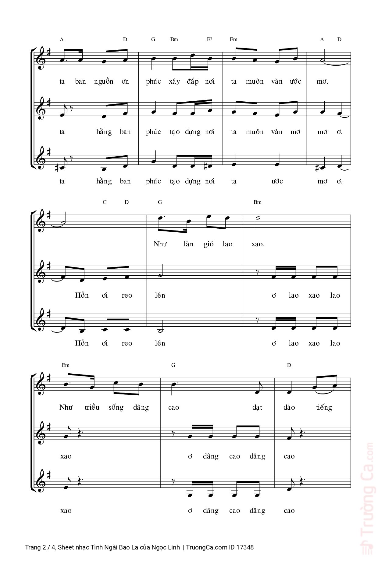 Page 2 of Sheet music PDF Tình Ngài Bao La - Ngọc Linh