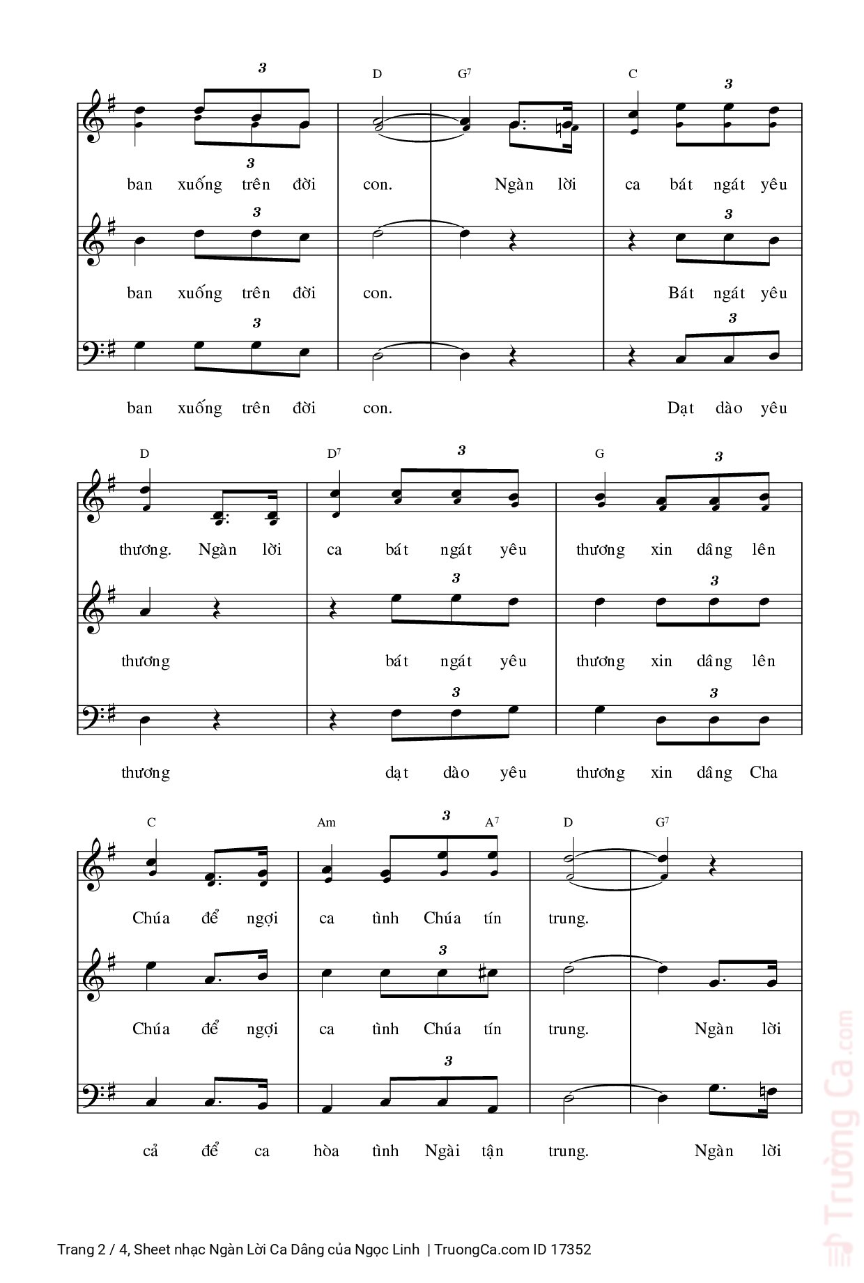 Page 2 of Sheet music PDF Ngàn Lời Ca Dâng - Ngọc Linh