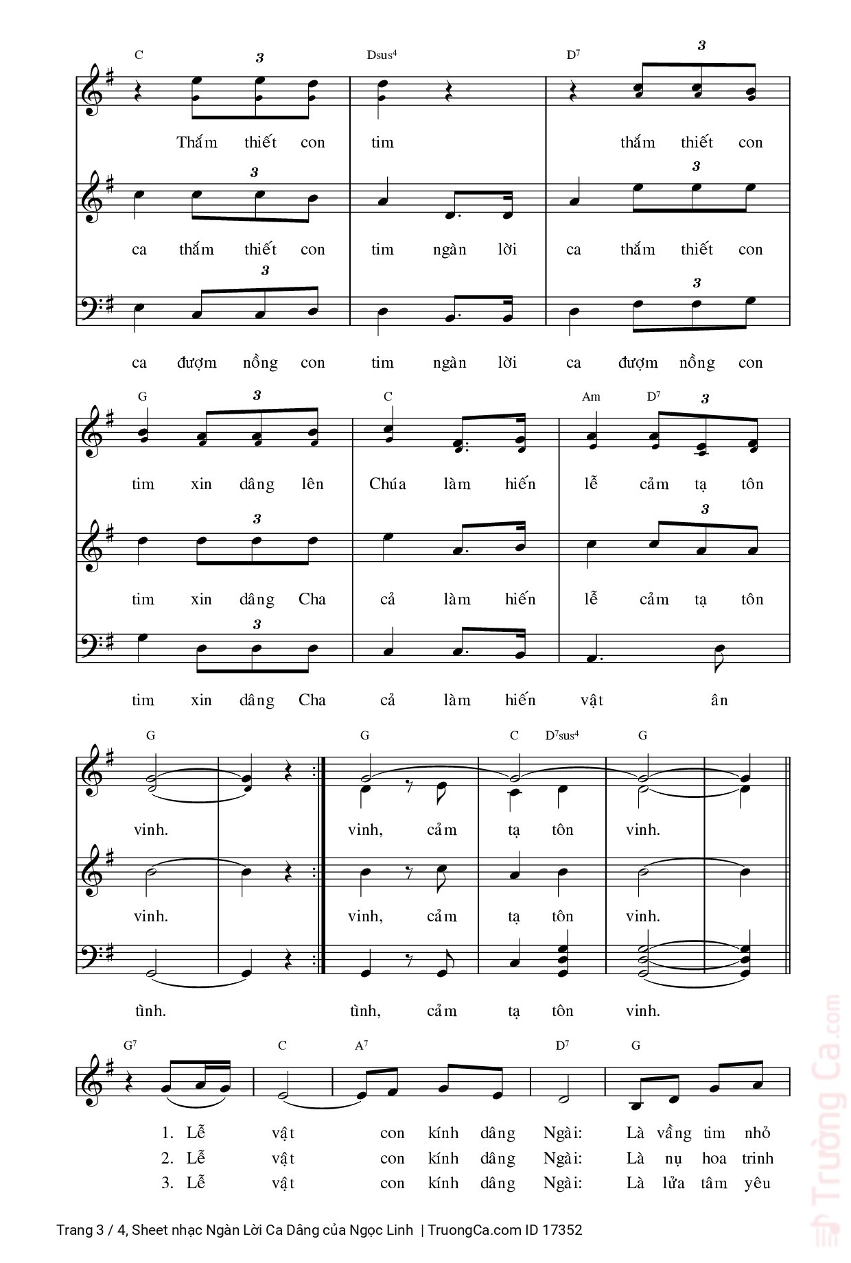 Page 3 of Sheet music PDF Ngàn Lời Ca Dâng - Ngọc Linh