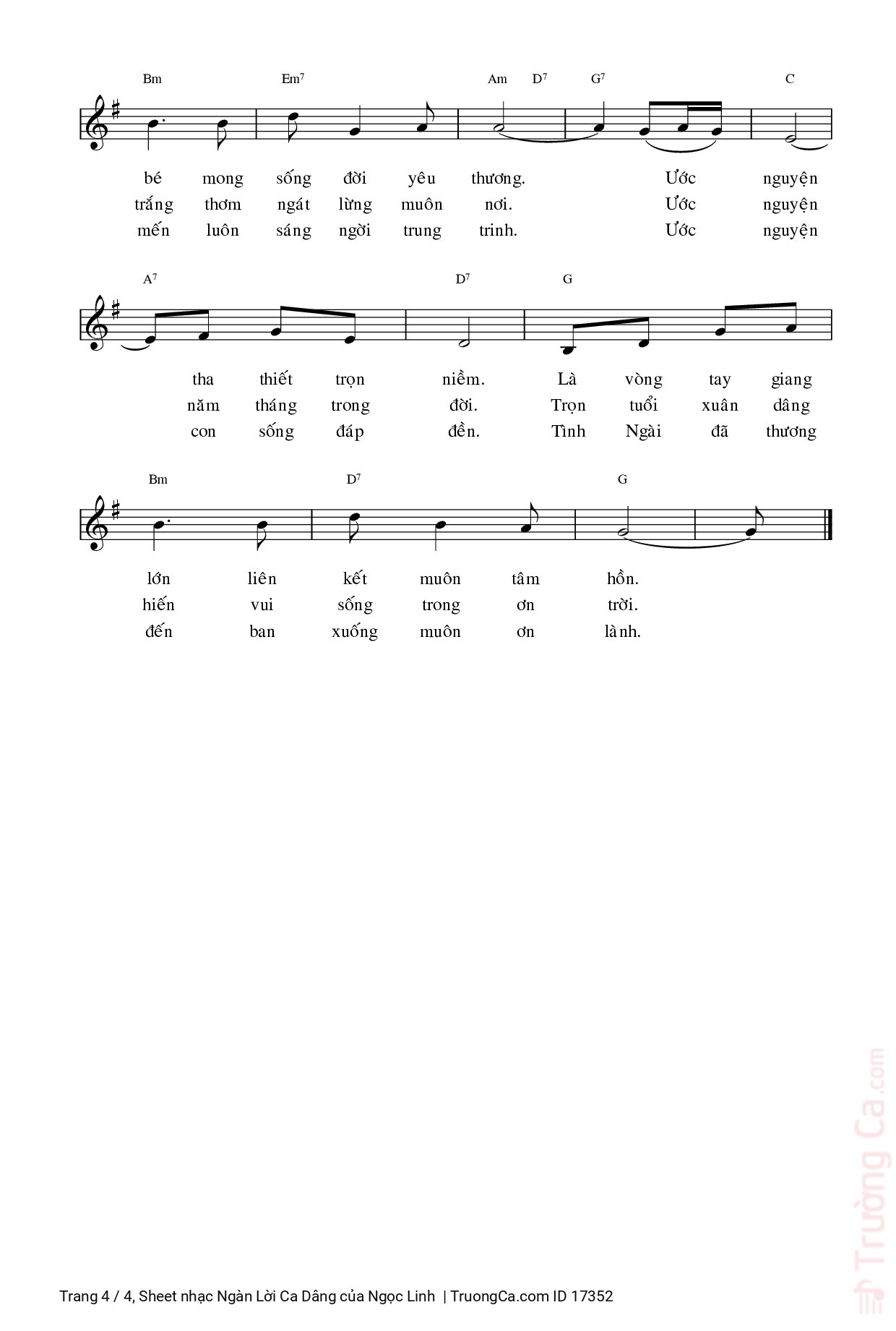 Page 4 of Sheet music PDF Ngàn Lời Ca Dâng - Ngọc Linh