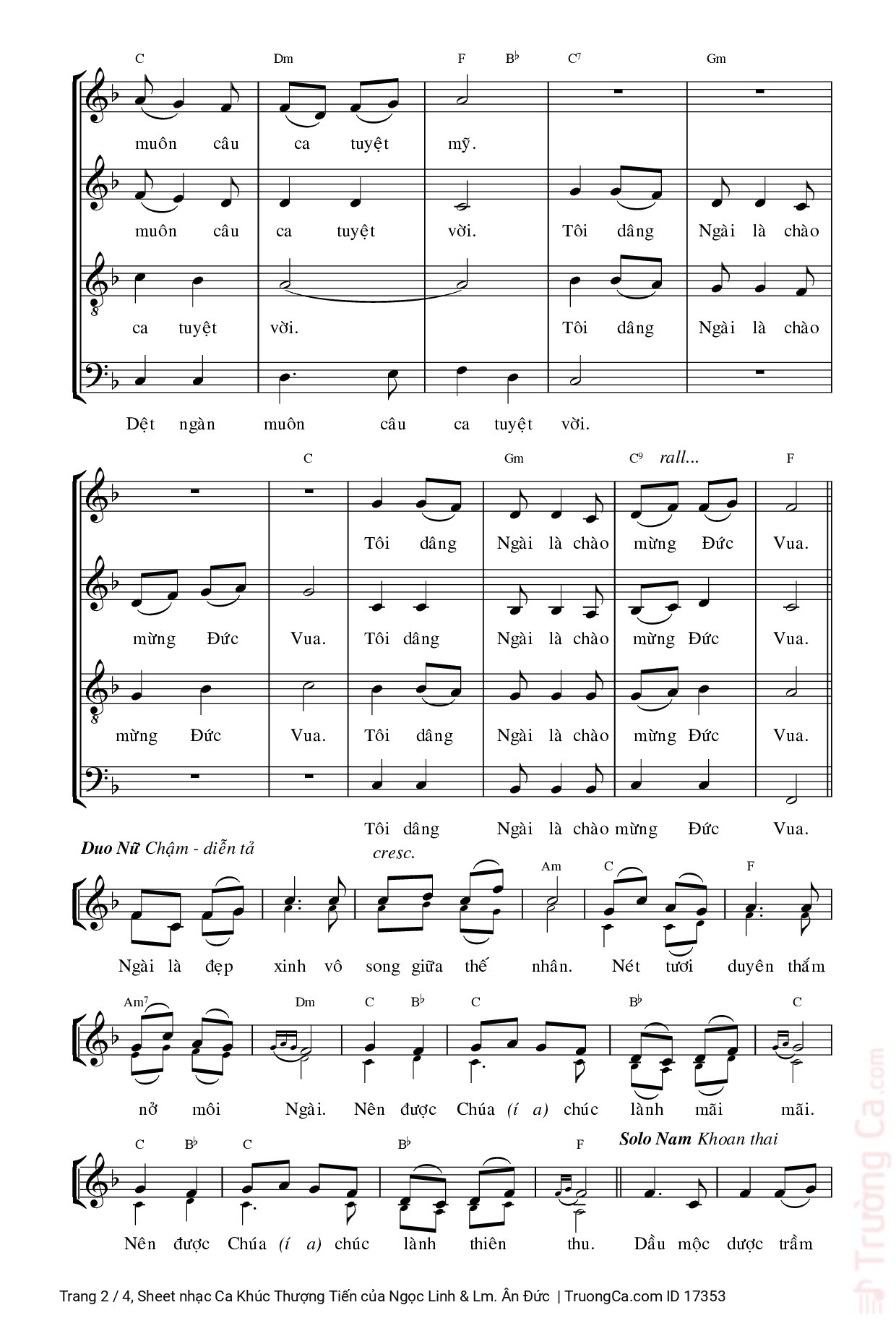 Page 2 of Sheet music PDF Ca Khúc Thượng Tiến - Ngọc Linh & Lm. Ân Đức