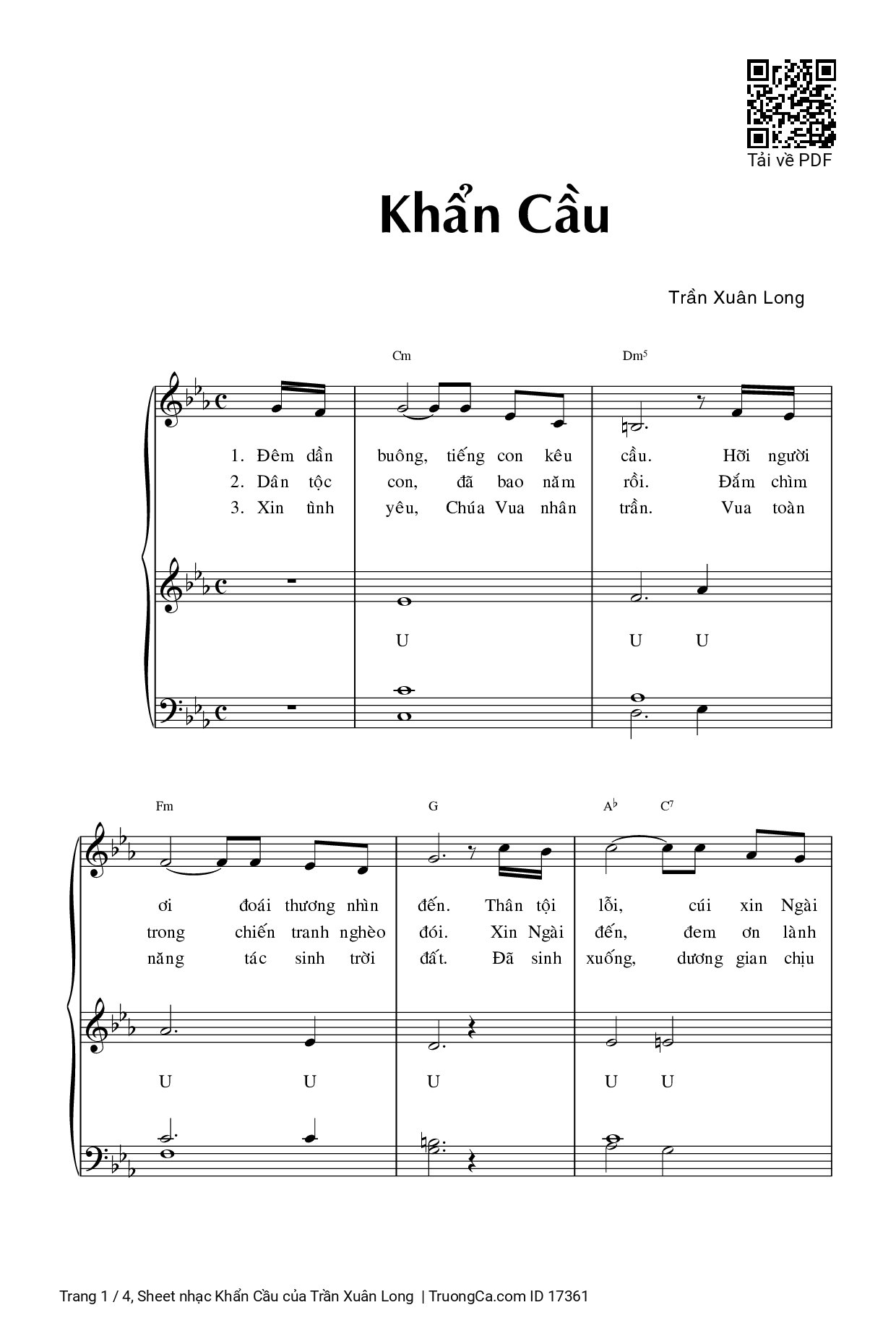 Sheet PDF of Khẩn Cầu - Trần Xuân Long