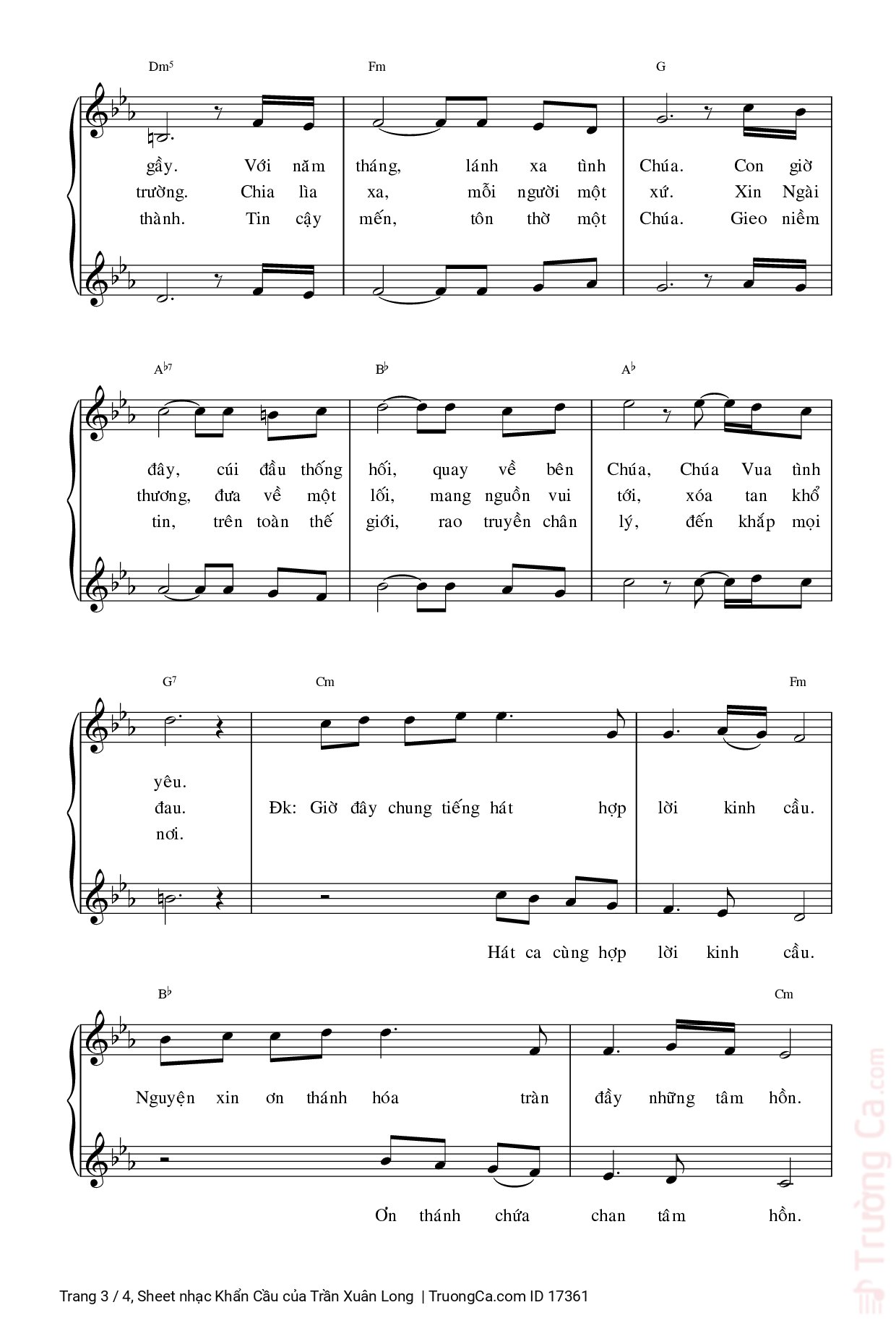 Page 3 of Sheet music PDF Khẩn Cầu - Trần Xuân Long