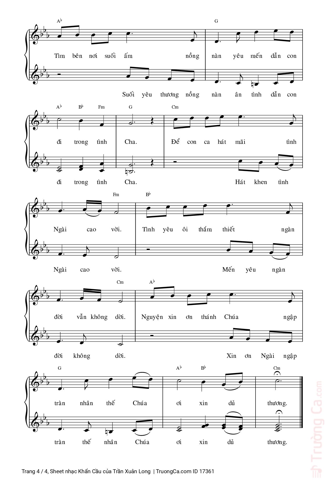 Page 4 of Sheet music PDF Khẩn Cầu - Trần Xuân Long