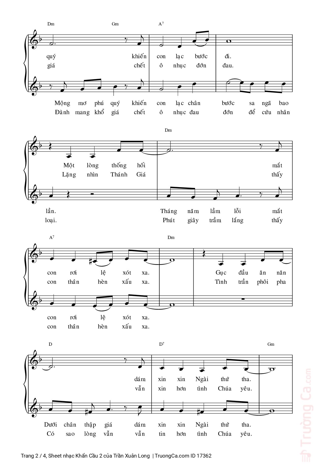 Page 2 of Sheet music PDF Khẩn Cầu 2 - Trần Xuân Long