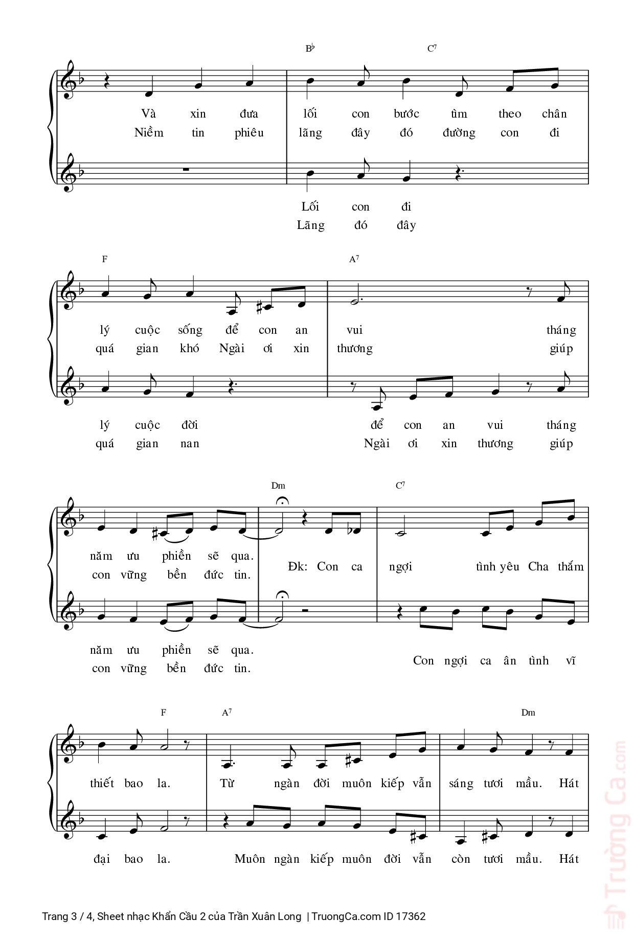 Page 3 of Sheet music PDF Khẩn Cầu 2 - Trần Xuân Long