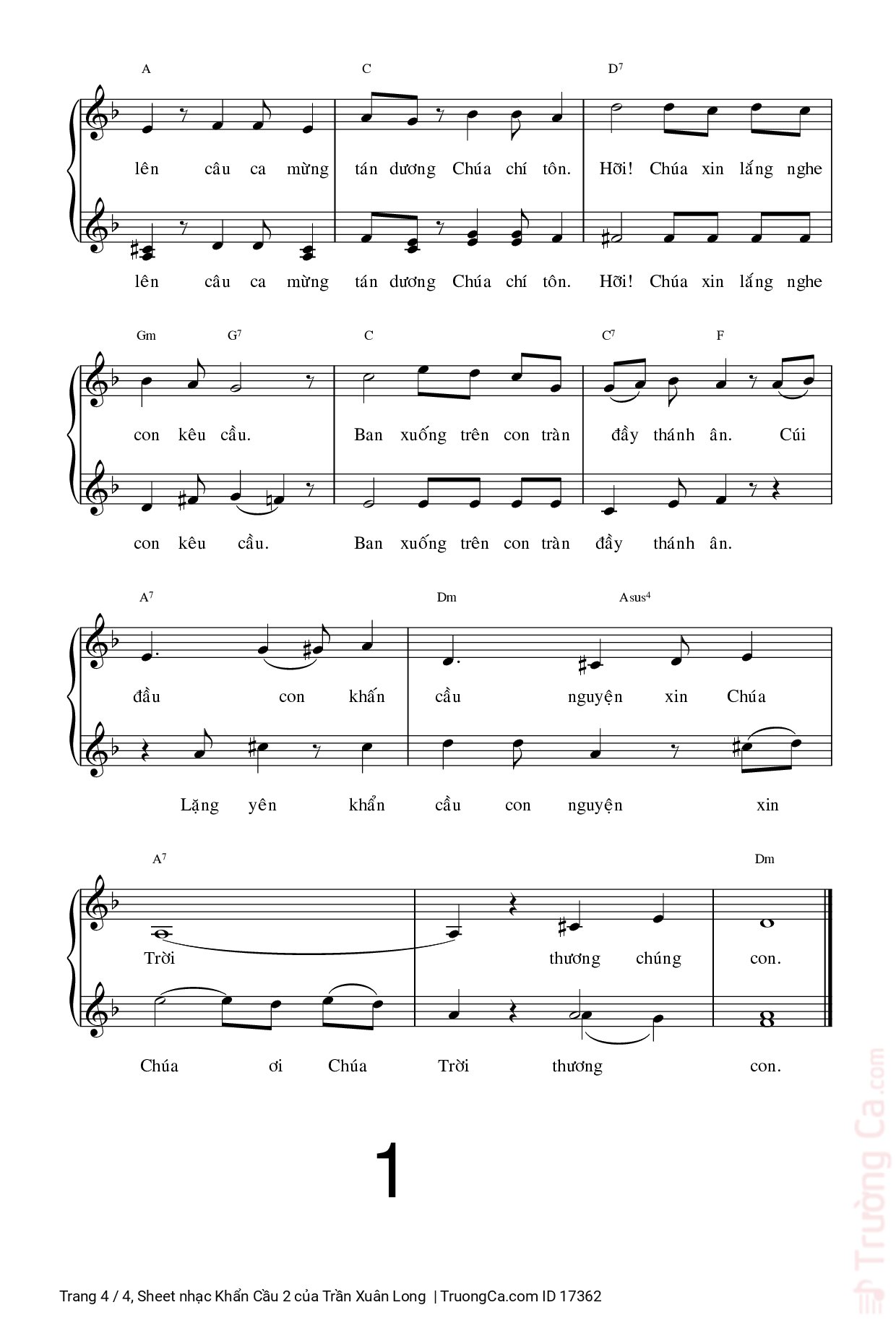 Page 4 of Sheet music PDF Khẩn Cầu 2 - Trần Xuân Long
