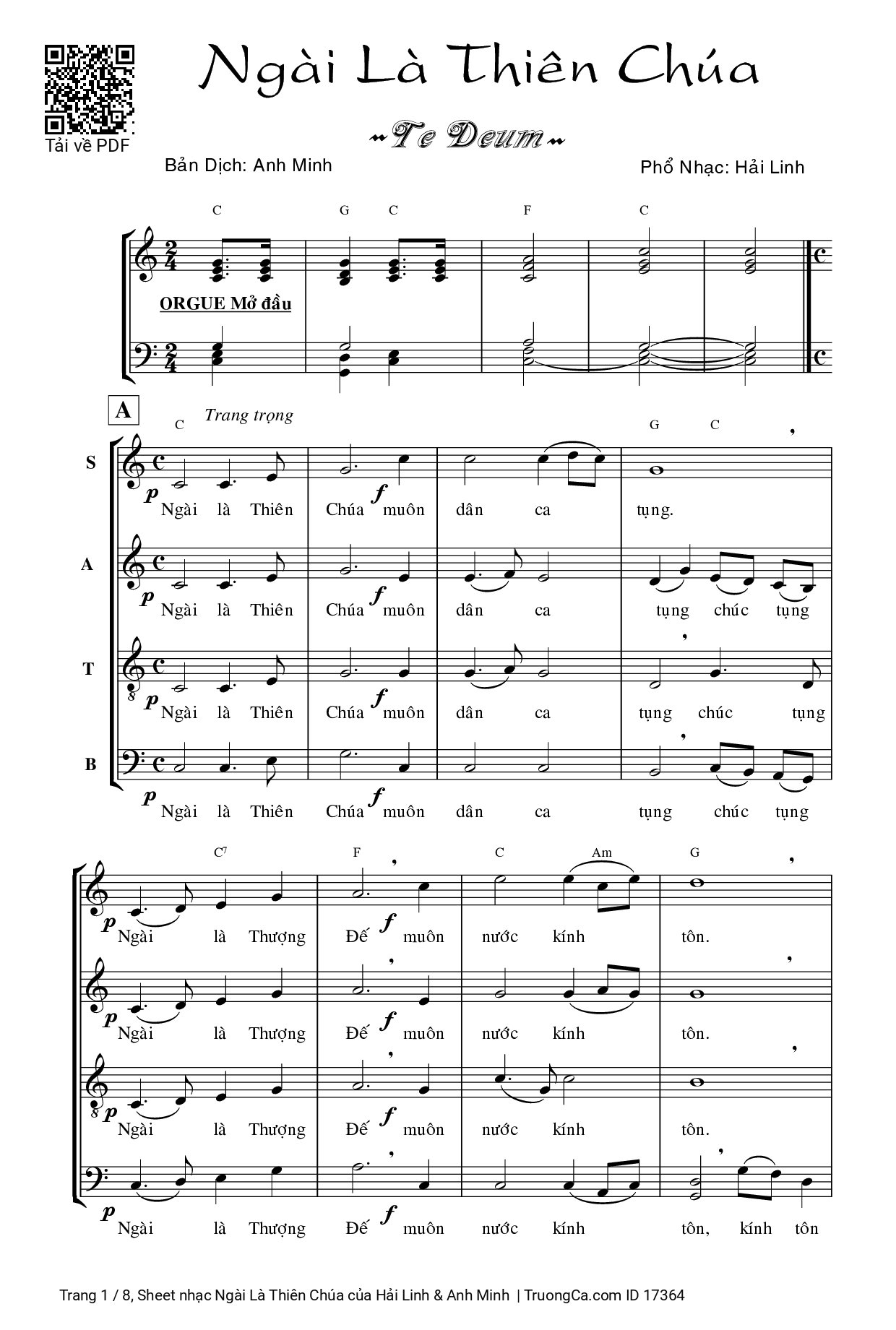 Sheet PDF of Ngài Là Thiên Chúa