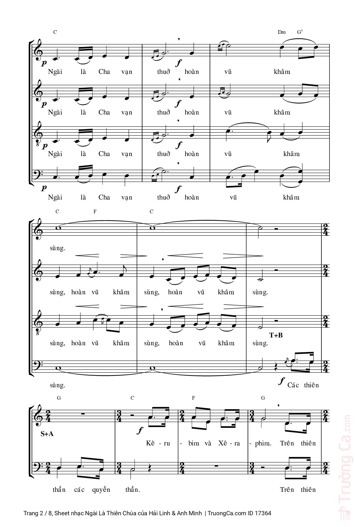 Page 2 of Sheet music PDF Ngài Là Thiên Chúa - Hải Linh & Anh Minh