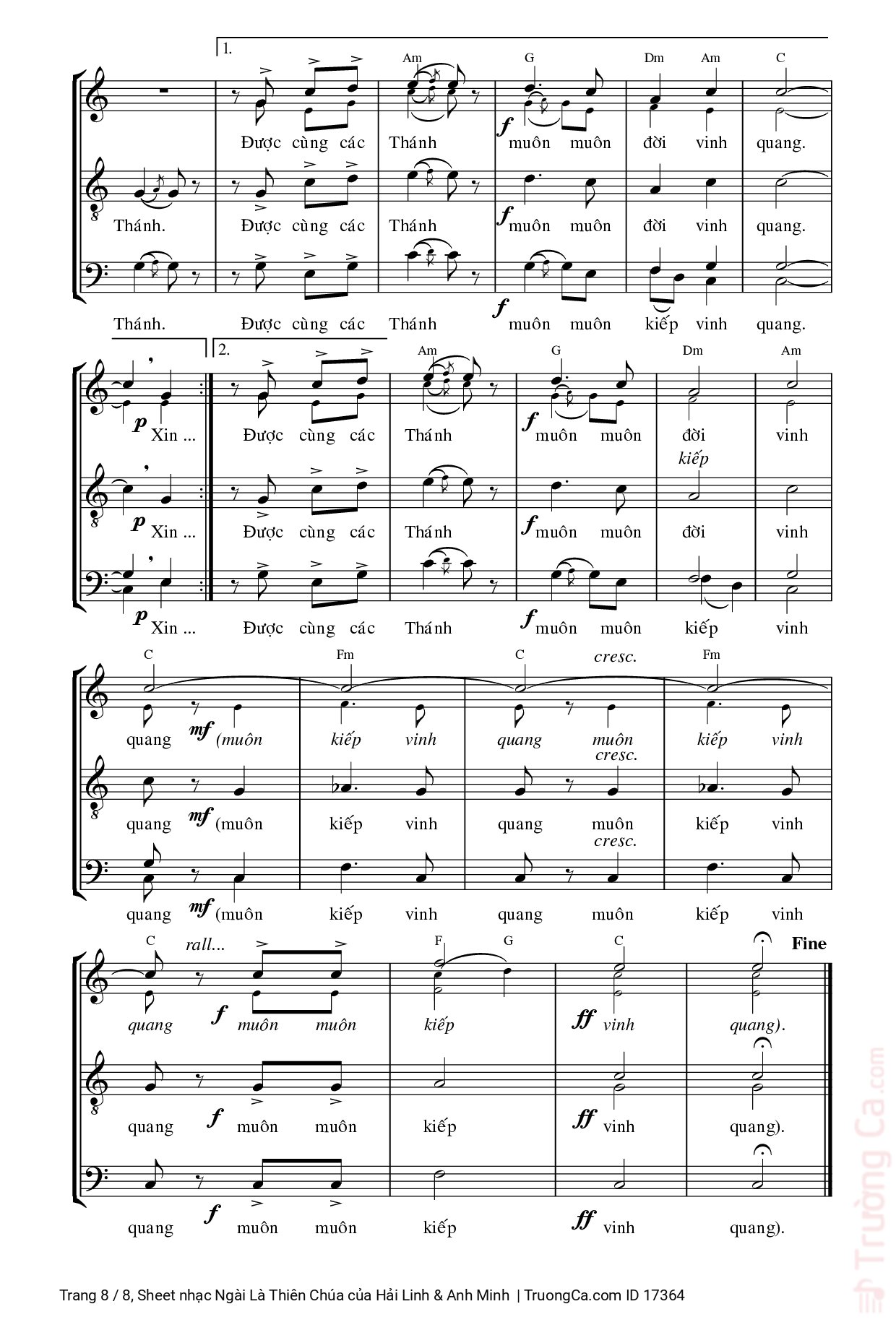 Page 8 of Sheet music PDF Ngài Là Thiên Chúa - Hải Linh & Anh Minh