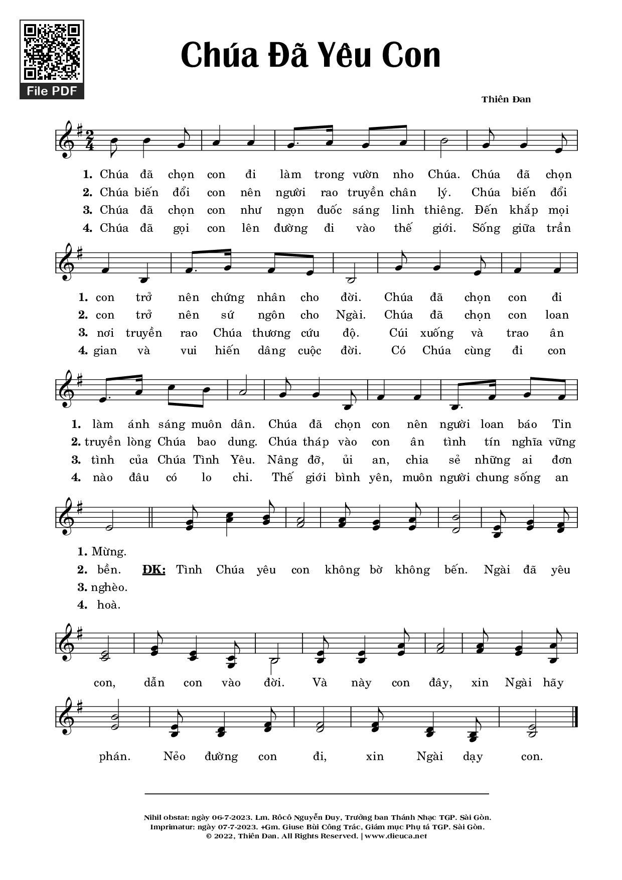 Sheet PDF of Chúa đã Yêu Con
