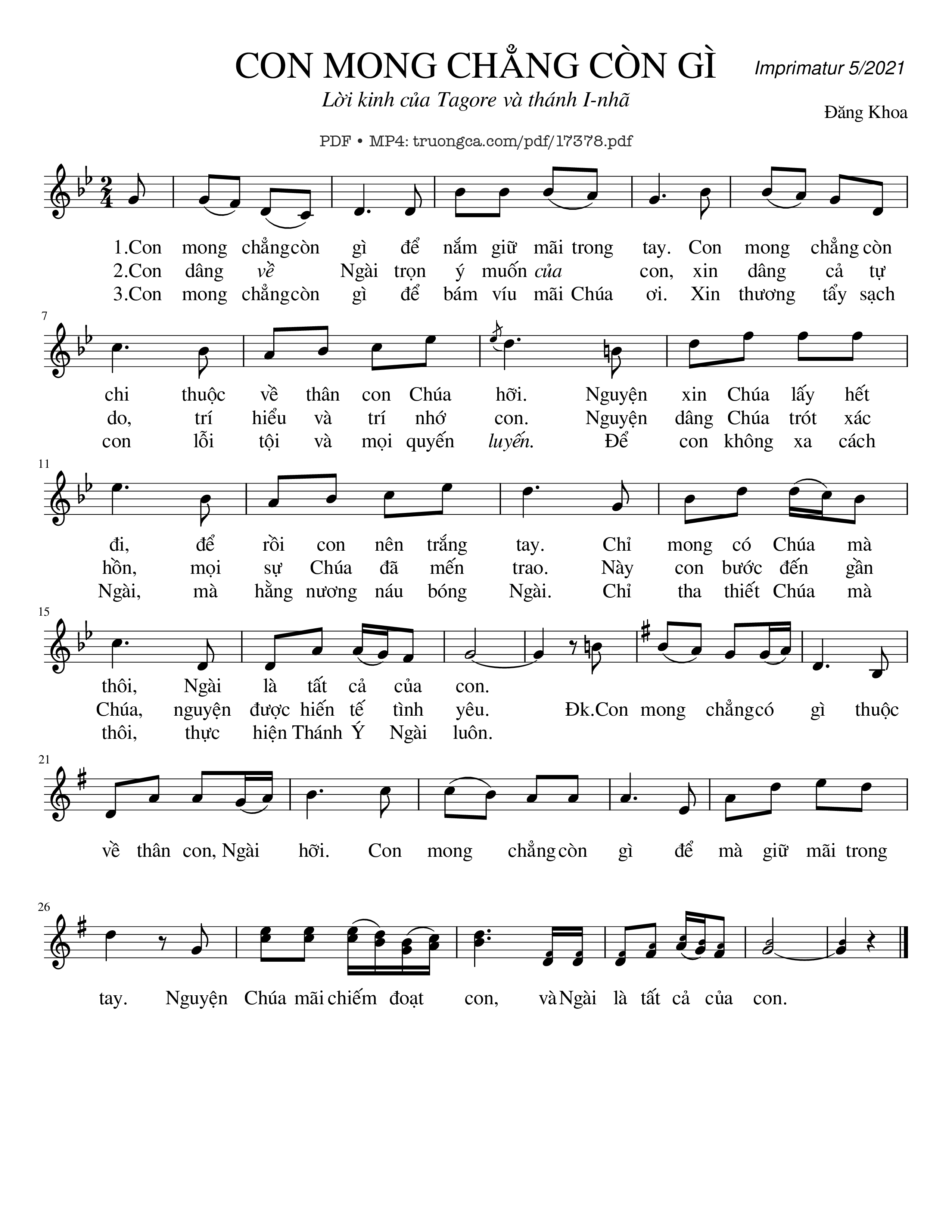 Sheet PDF of Con Mong Chẳng Còn Gì