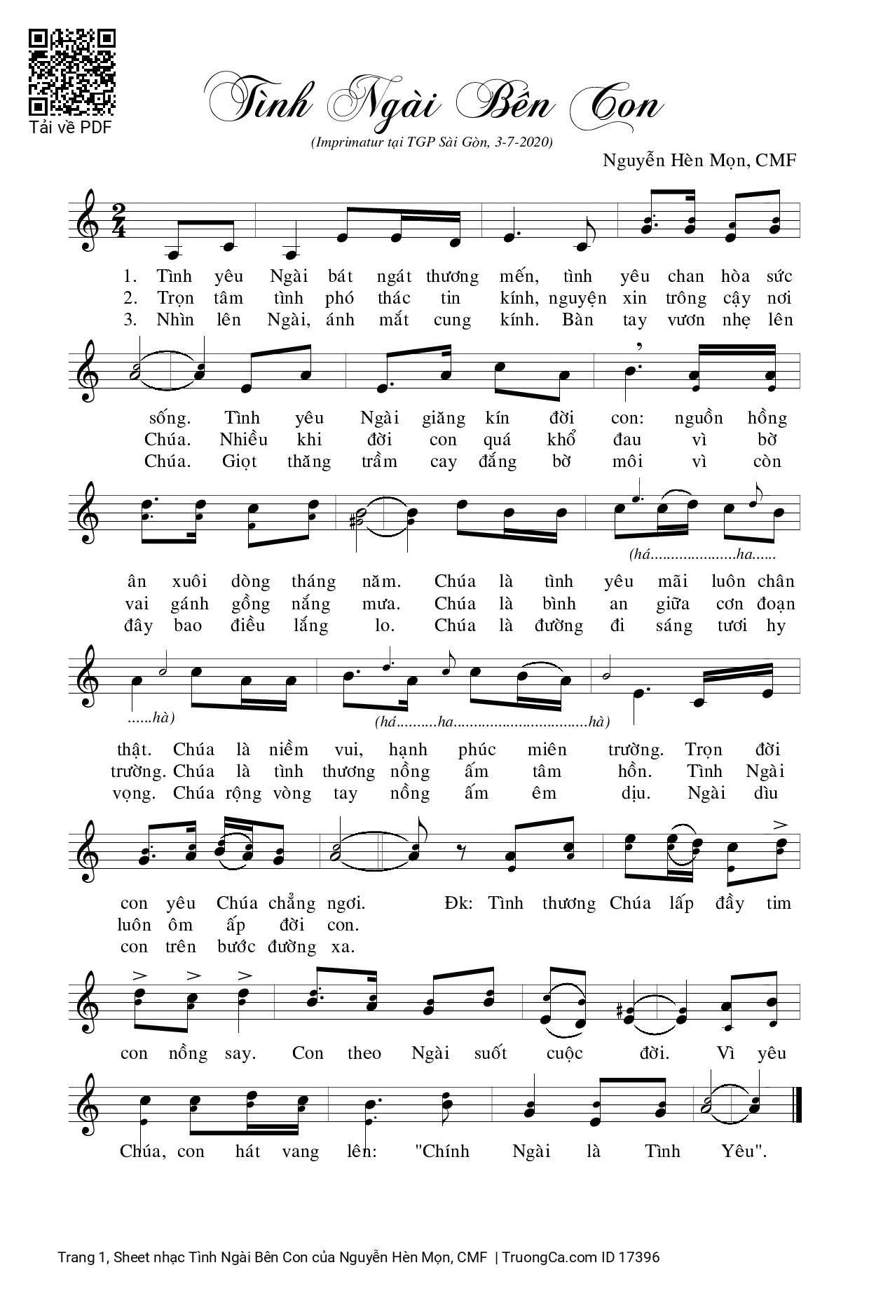 Sheet PDF of Tình Ngài Bên Con