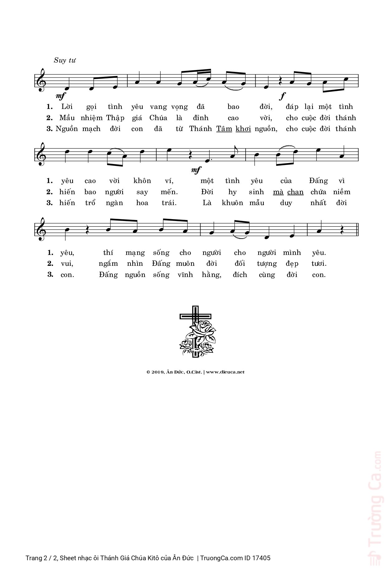 Page 2 of Sheet music PDF ôi Thánh Giá Chúa Kitô - Ân Đức