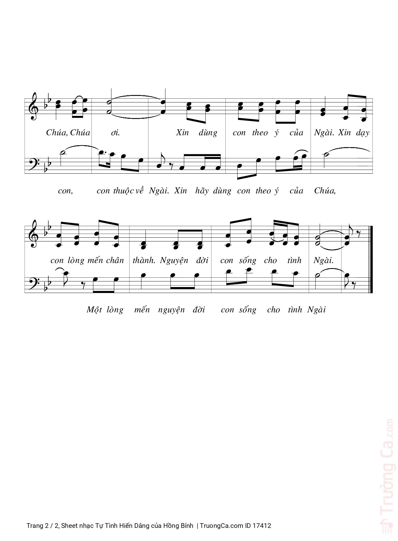 Page 2 of Sheet music PDF Tự Tình Hiến Dâng - Hồng Bính