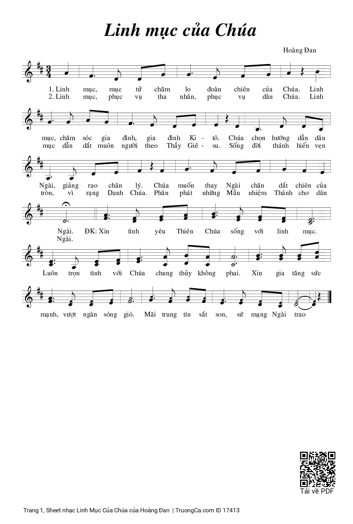 Sheet PDF of Linh Mục Của Chúa