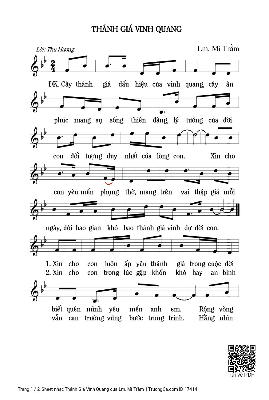 Sheet PDF of Thánh Giá Vinh Quang