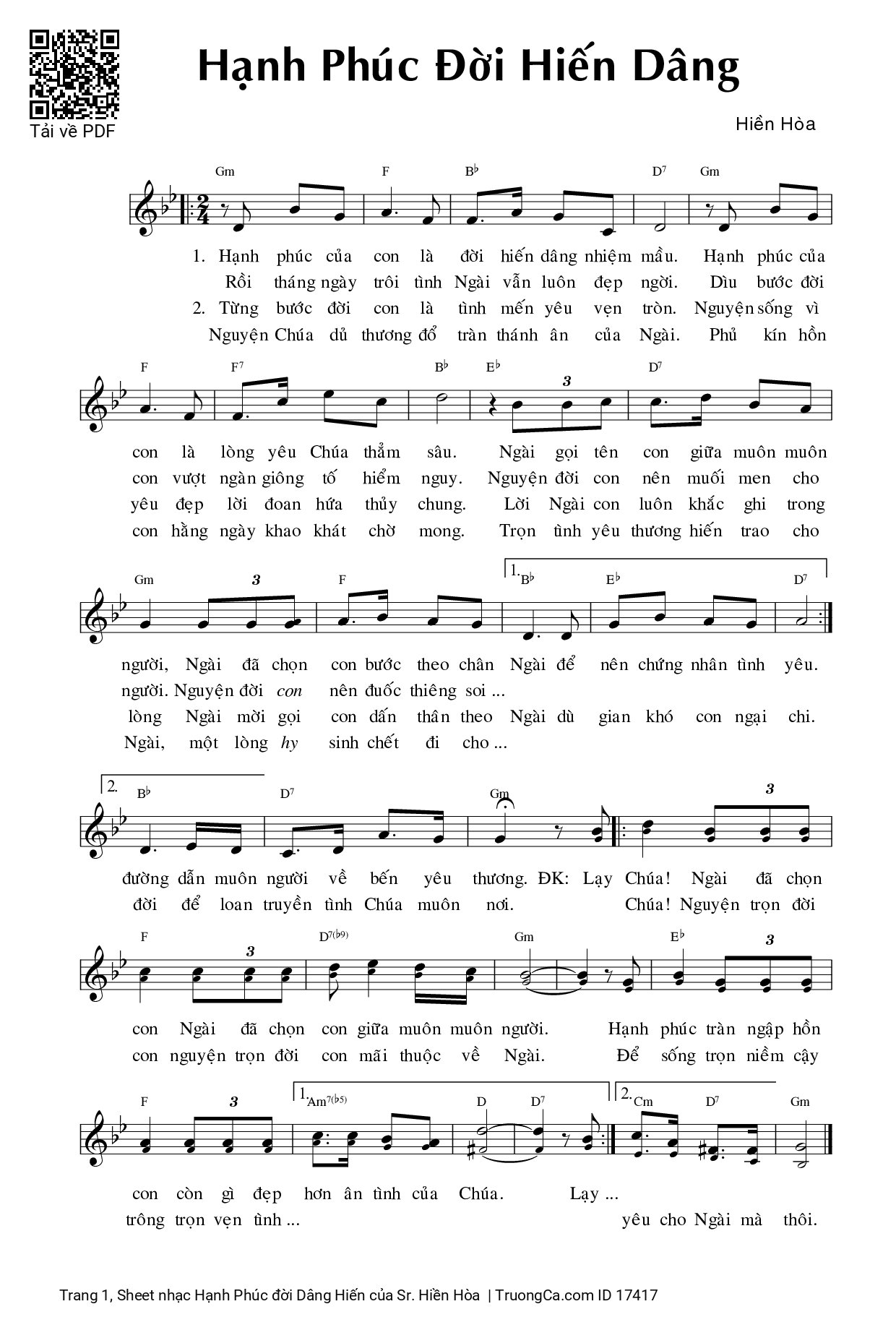 Hạnh Phúc đời Dâng Hiến