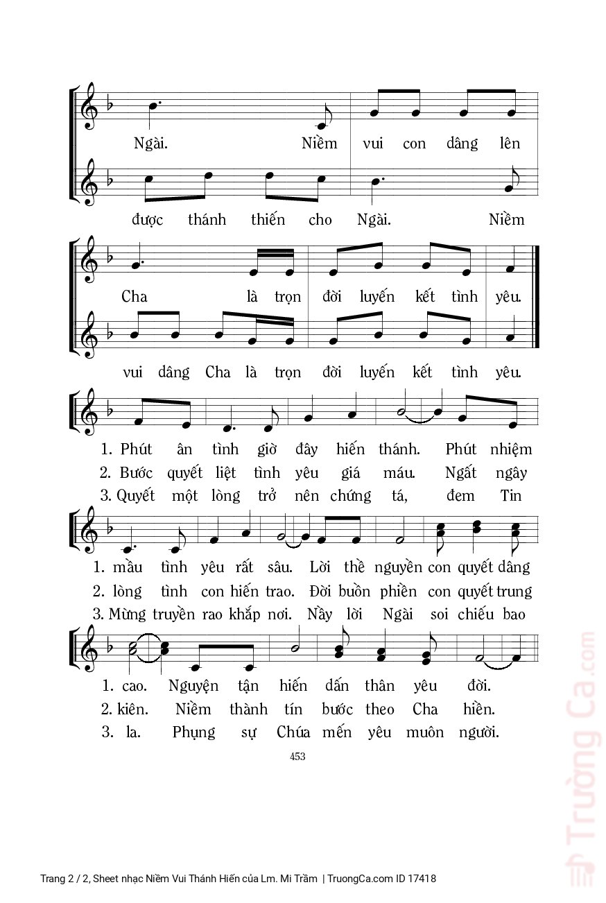 Page 2 of Sheet music PDF Niềm Vui Thánh Hiến - Lm. Mi Trầm