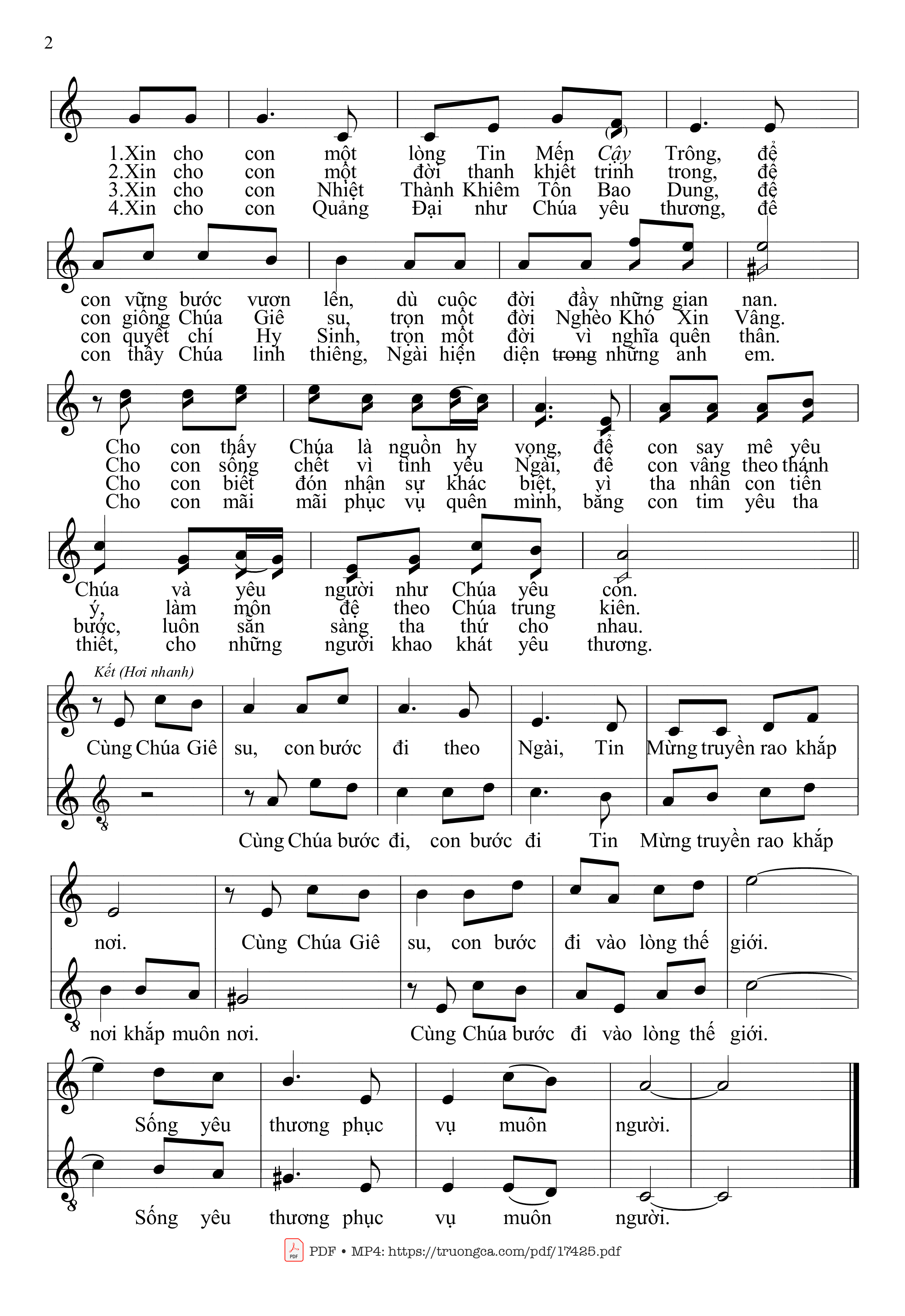 Page 2 of Sheet music PDF Lời Kinh Dấn Thân - Mai Hoàng Công